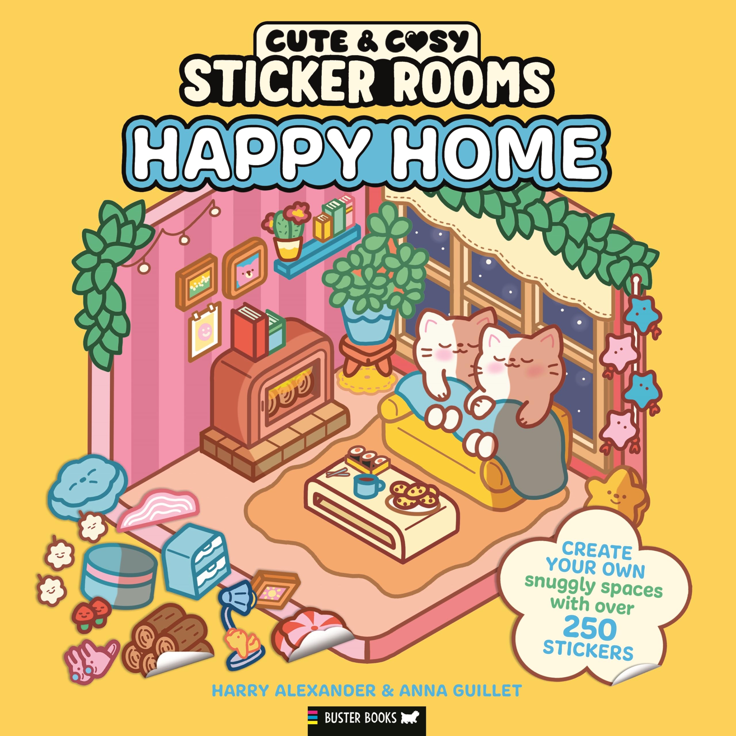 Buster Books Sticker Rooms: Happy Home (Cute & Cosy) Colouring Book | Paperback 1