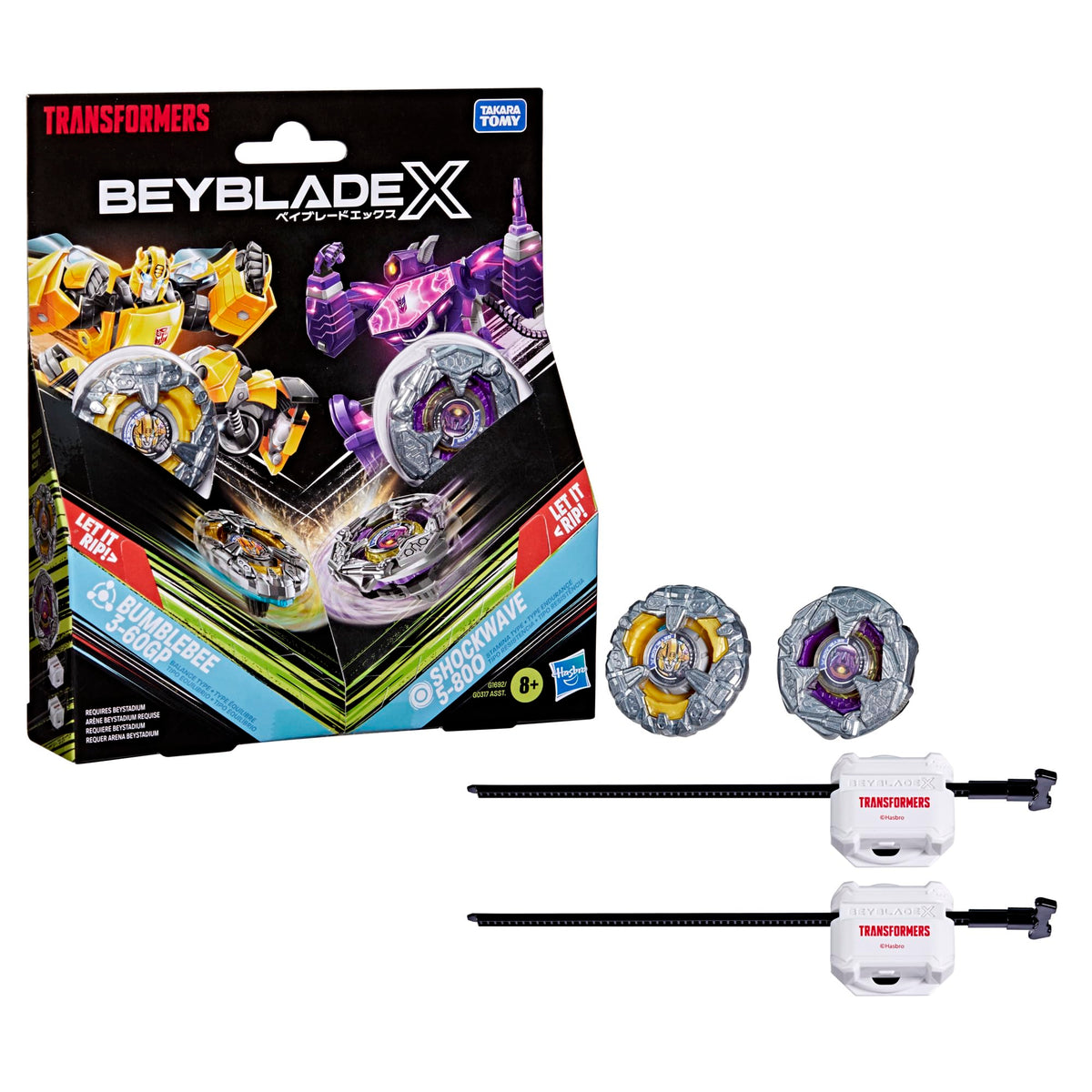 Beyblade X Transformers Collab Battling Tops - Bumblebee vs Shockwave, 2 Tops