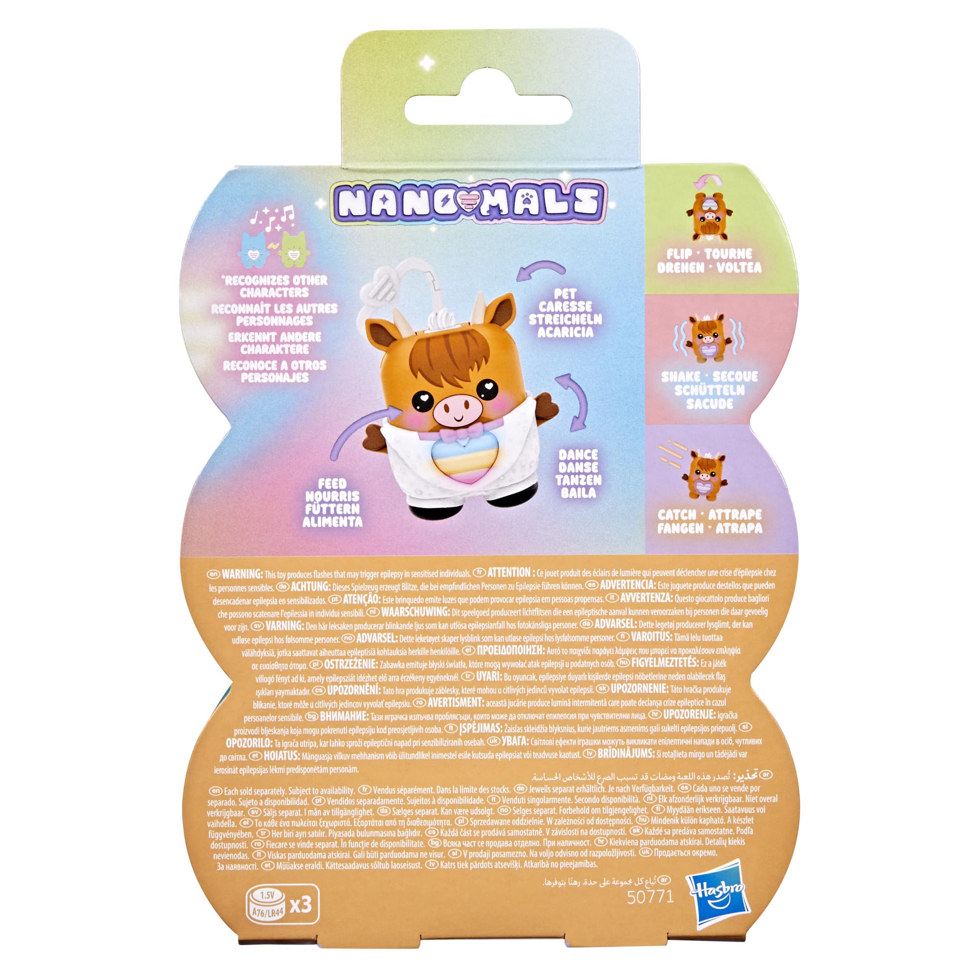 Hasbro Nano-Mals Cowbert the Highland Cow - Electronic Fidget Pet with Light-Up Heart, 70+ Reactions & Silent Mode 18