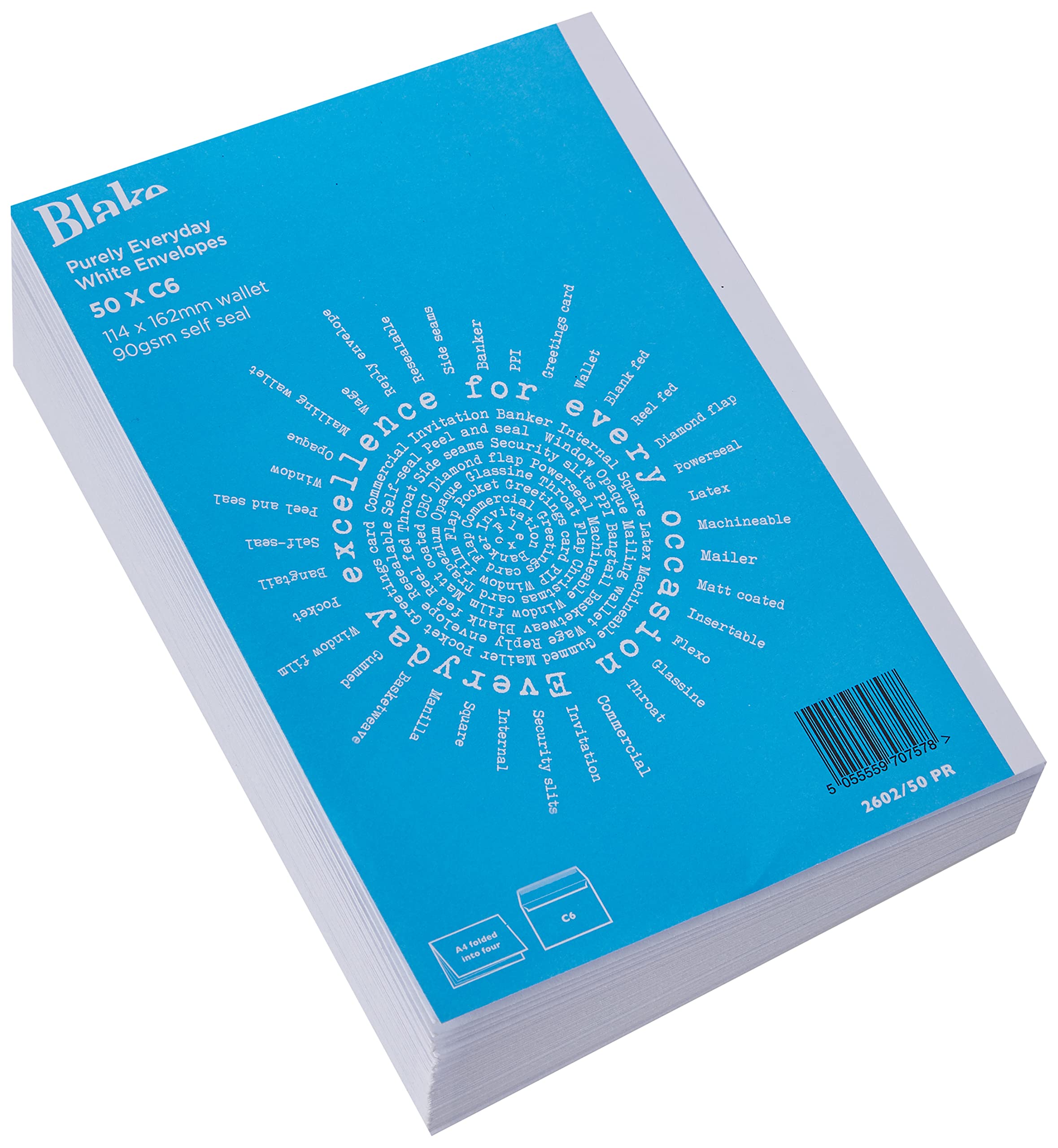 Blake Purely Everyday C6 Business Envelopes - 114 x 162 mm, 90 gsm, Self Seal Wallet, White (Pack of 50) 2