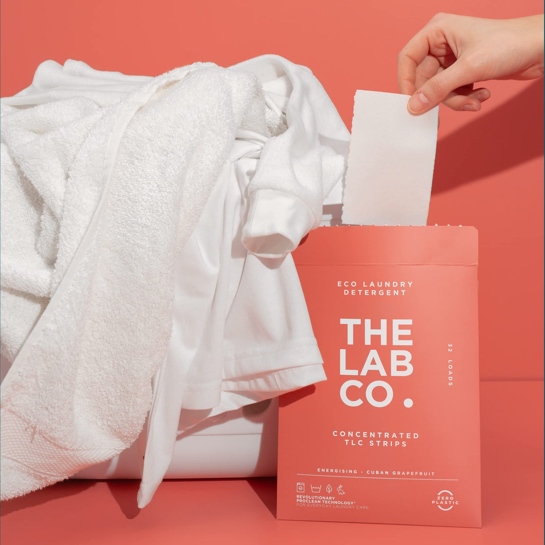 The Lab Co. - Laundry Detergent Strips (32 Loads, Non-Bio, Sensitive Skin, Energising Grapefruit Amber Eucalyptus)