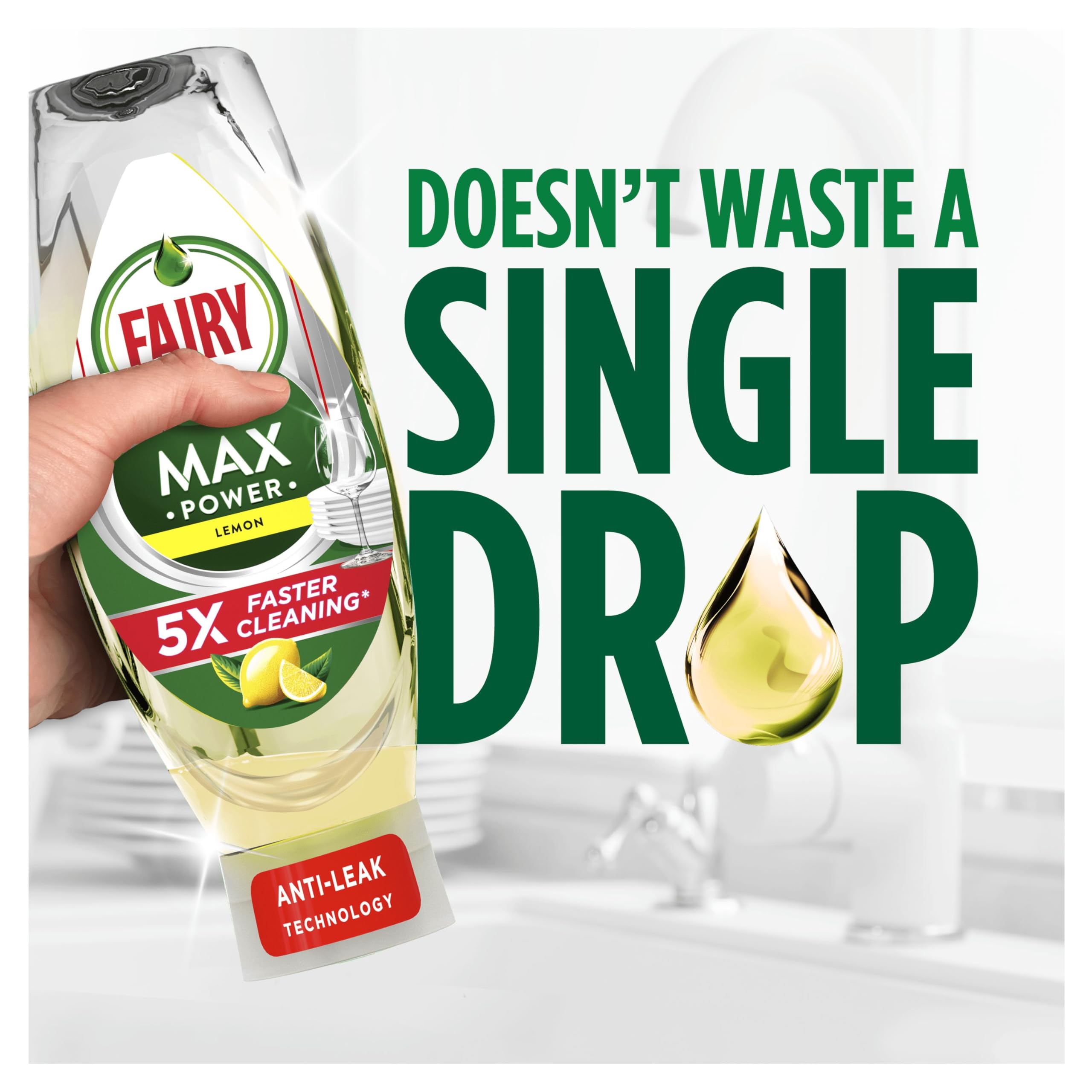 Fairy Max Power Lemon Washing-Up Liquid - 730ml Anti-Grease Formula with Easy Rinse 3