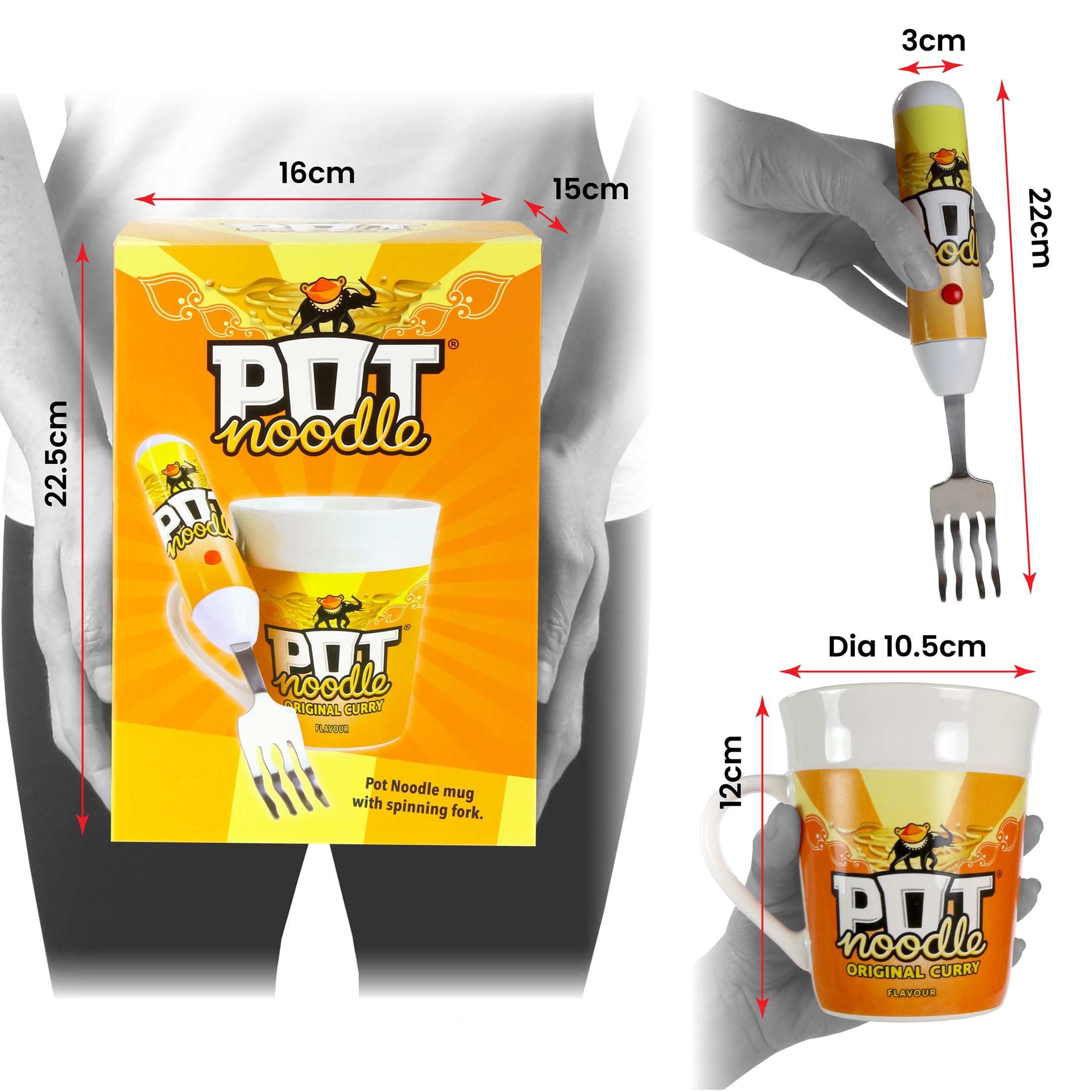 Kimm & Miller Pot Noodle Gift Set with Spinning Fork & Mug - Original Curry Novelty 14