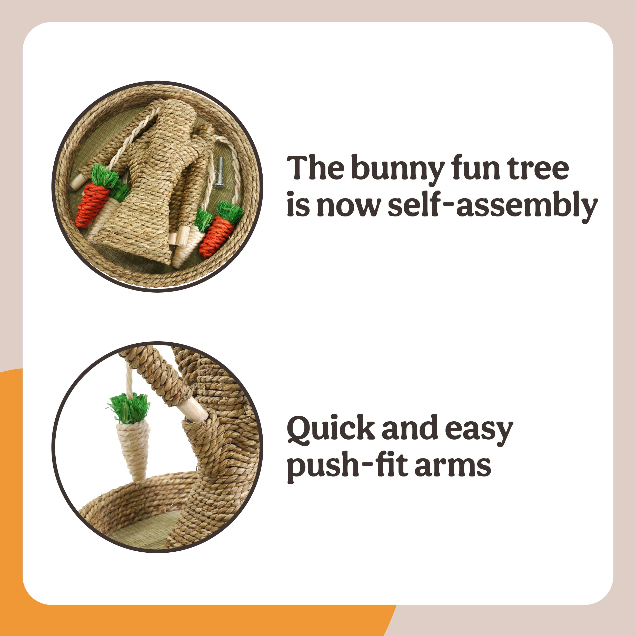 Rosewood Bunny Fun Tree Activity Toy - Seagrass & Corn Leaf | Small Animals 4