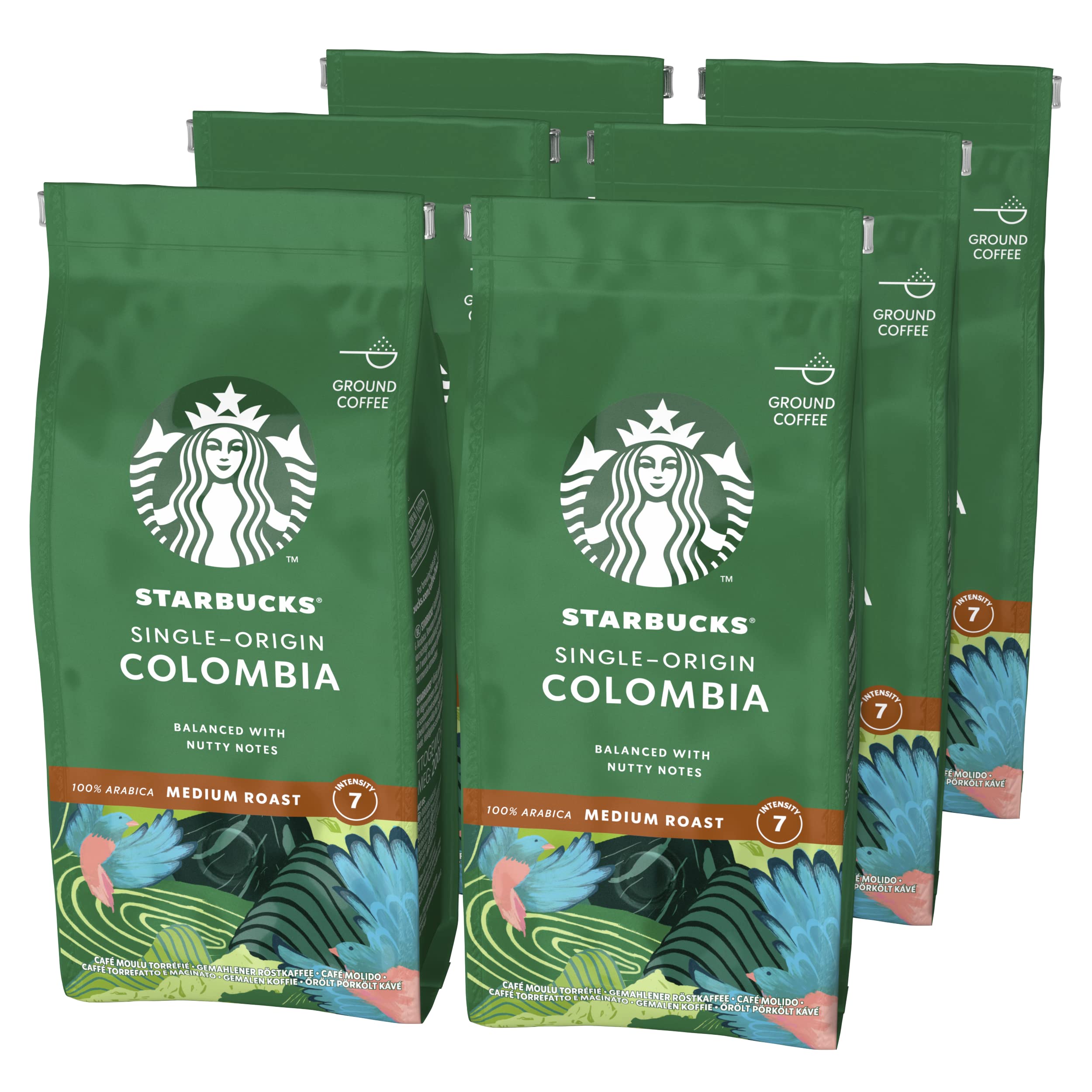 STARBUCKS Single-Origin Colombia Medium Roast Ground Coffee - 200g (Pack of 6) 1