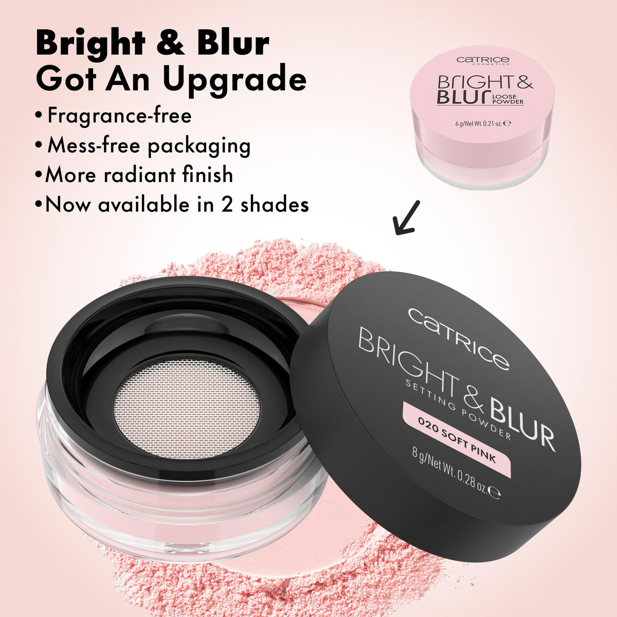 Catrice Cosmetics Bright & Blur Setting Powder - Soft Focus, Pore Refining, Brightening | Loose Powder Jar, 8g 3
