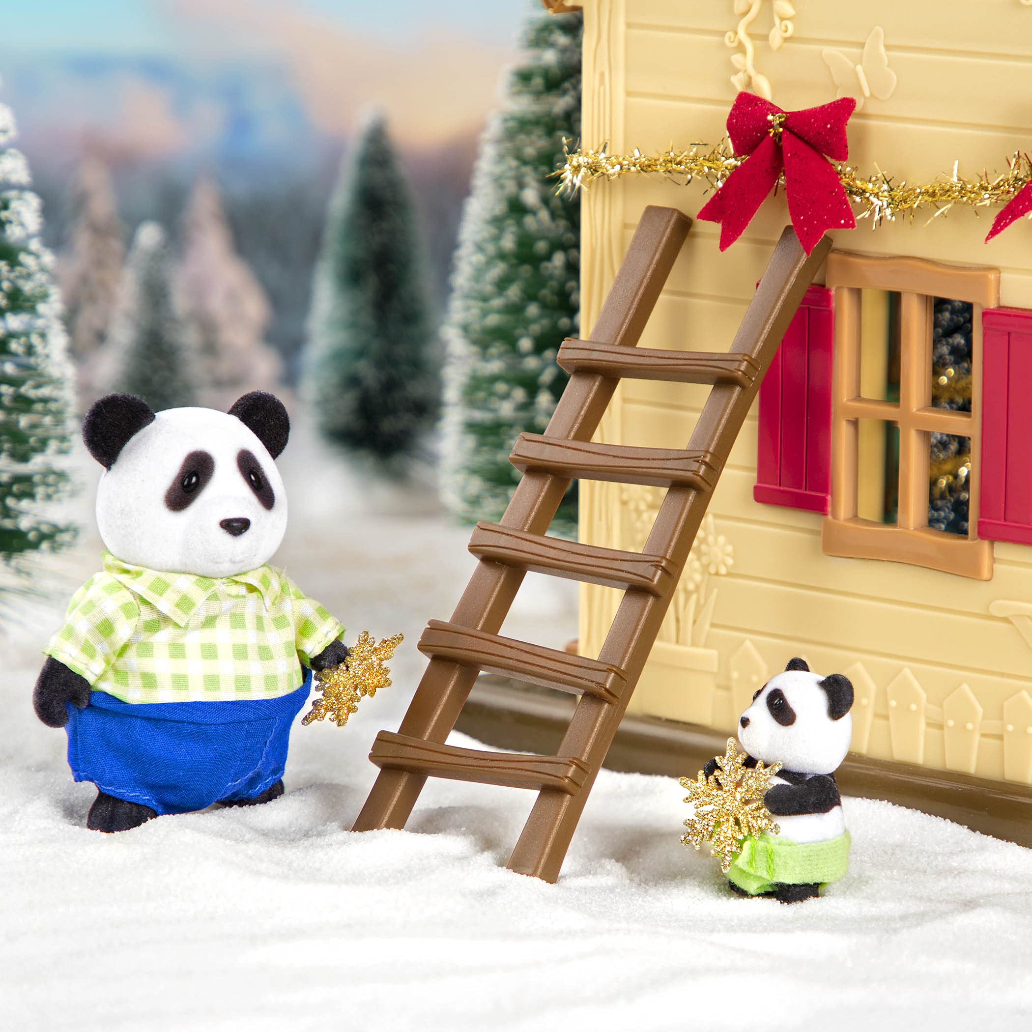 Li"l Woodzeez Skyhopper Panda Family Set of 4 Collectible Posable Figurines 2