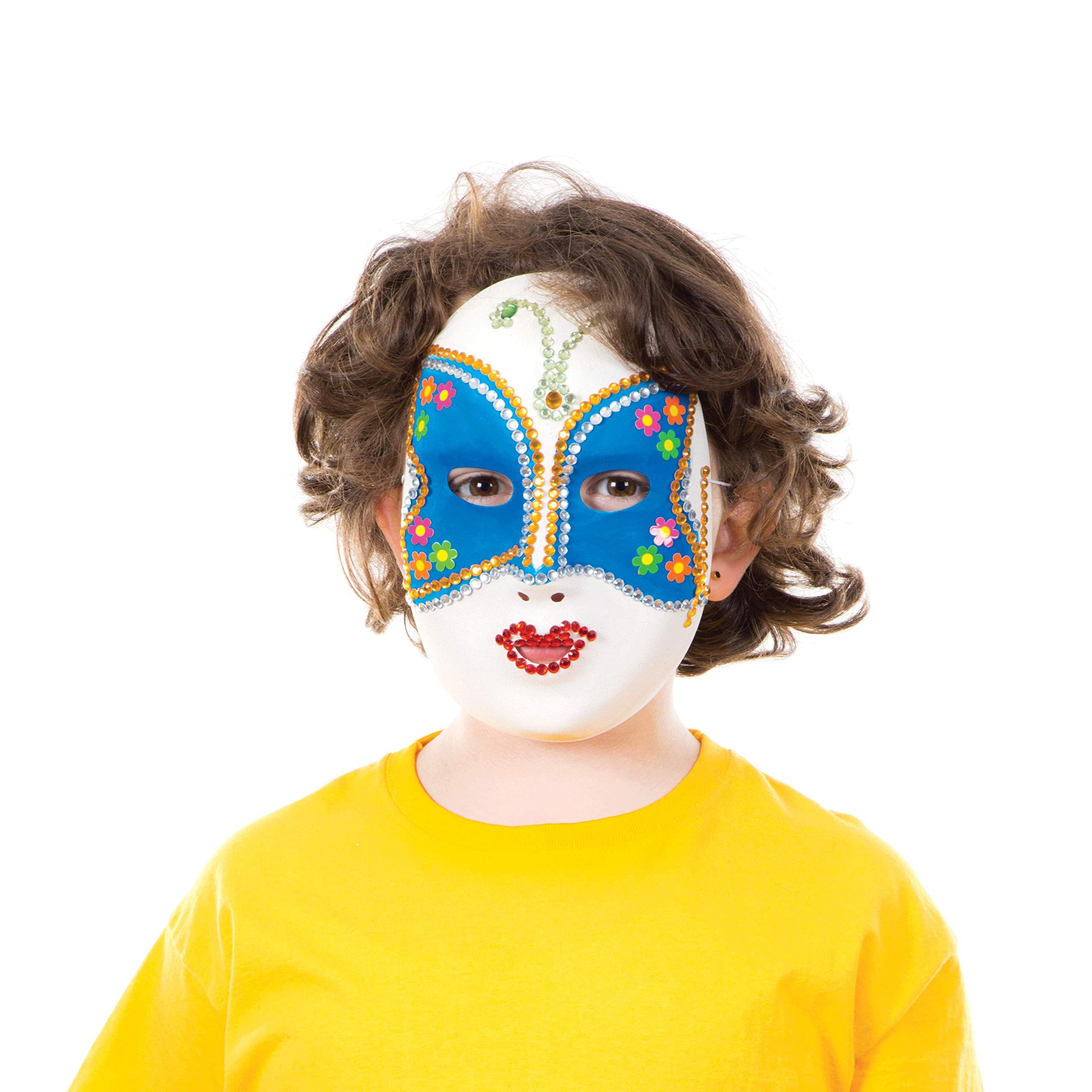 Baker Ross EK3083 Flocked Mask Kits - White, 18cm x 16cm, Pack of 8 | DIY Craft Accessory 5