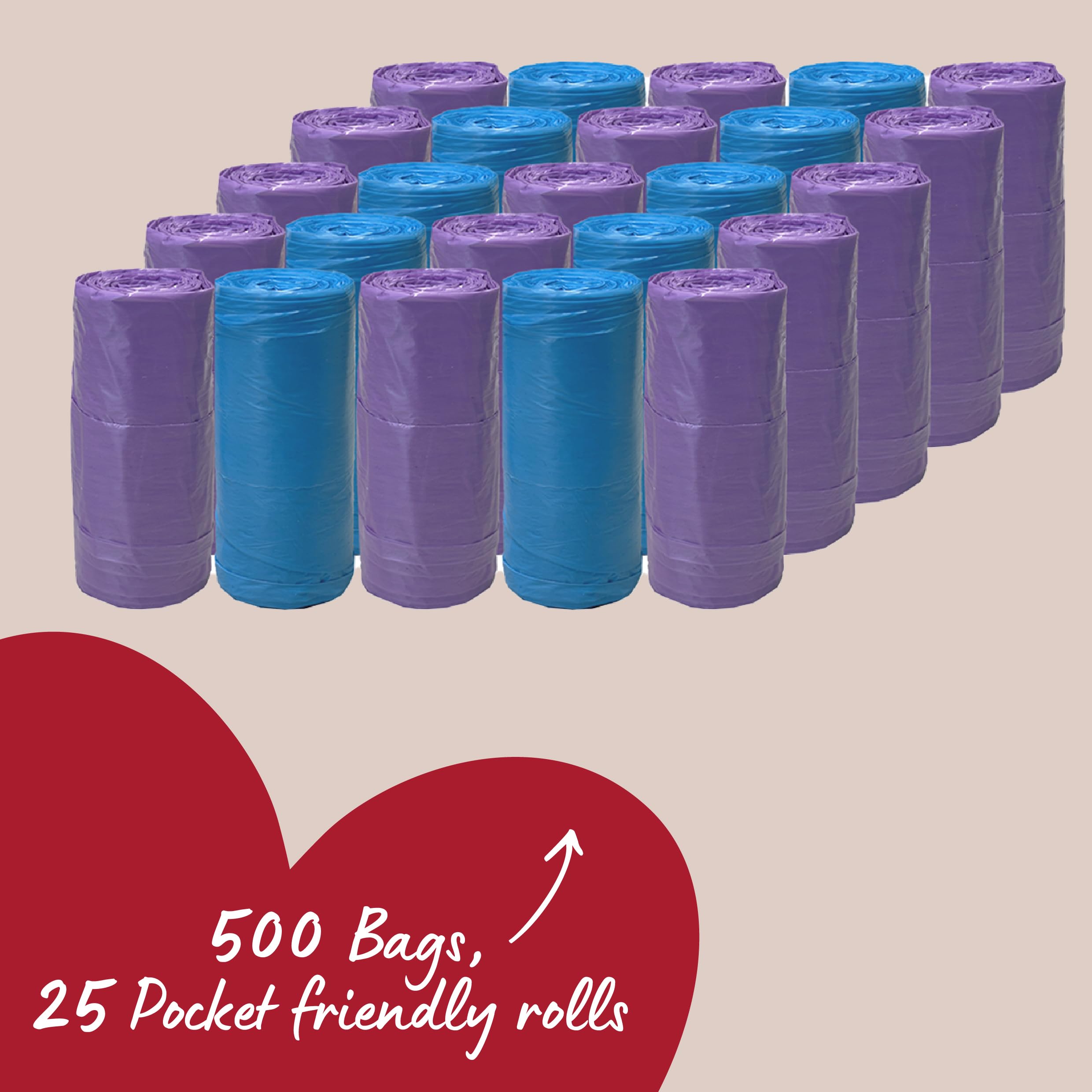 Rosewood Dog Poo Bags with Handles - 500 Bags | Vanilla Scented | Made with Recycled Plastic