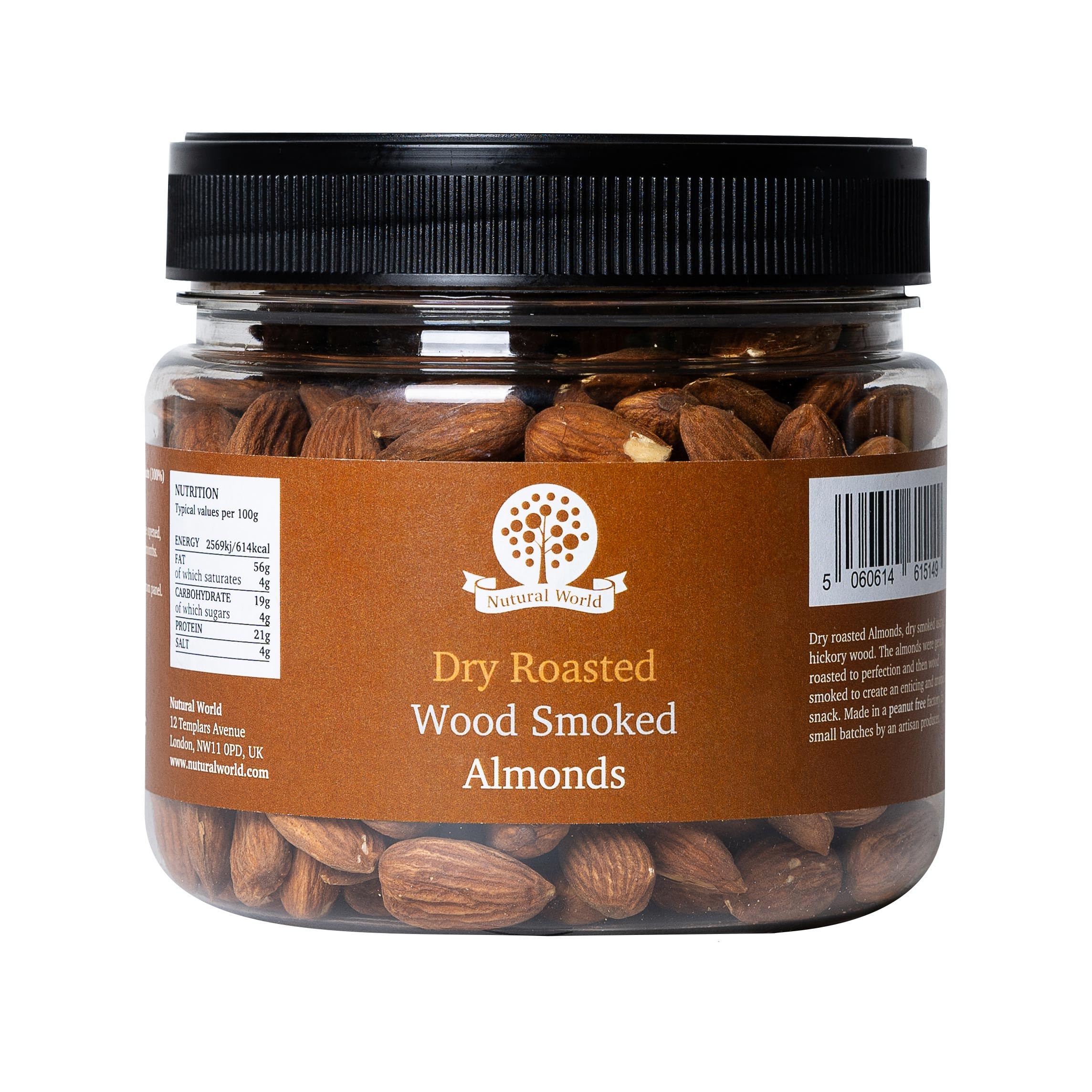 Nutural World - Dry Roasted Wood Smoked Almonds - Unsalted (500g) - Great Taste Award Winner 1