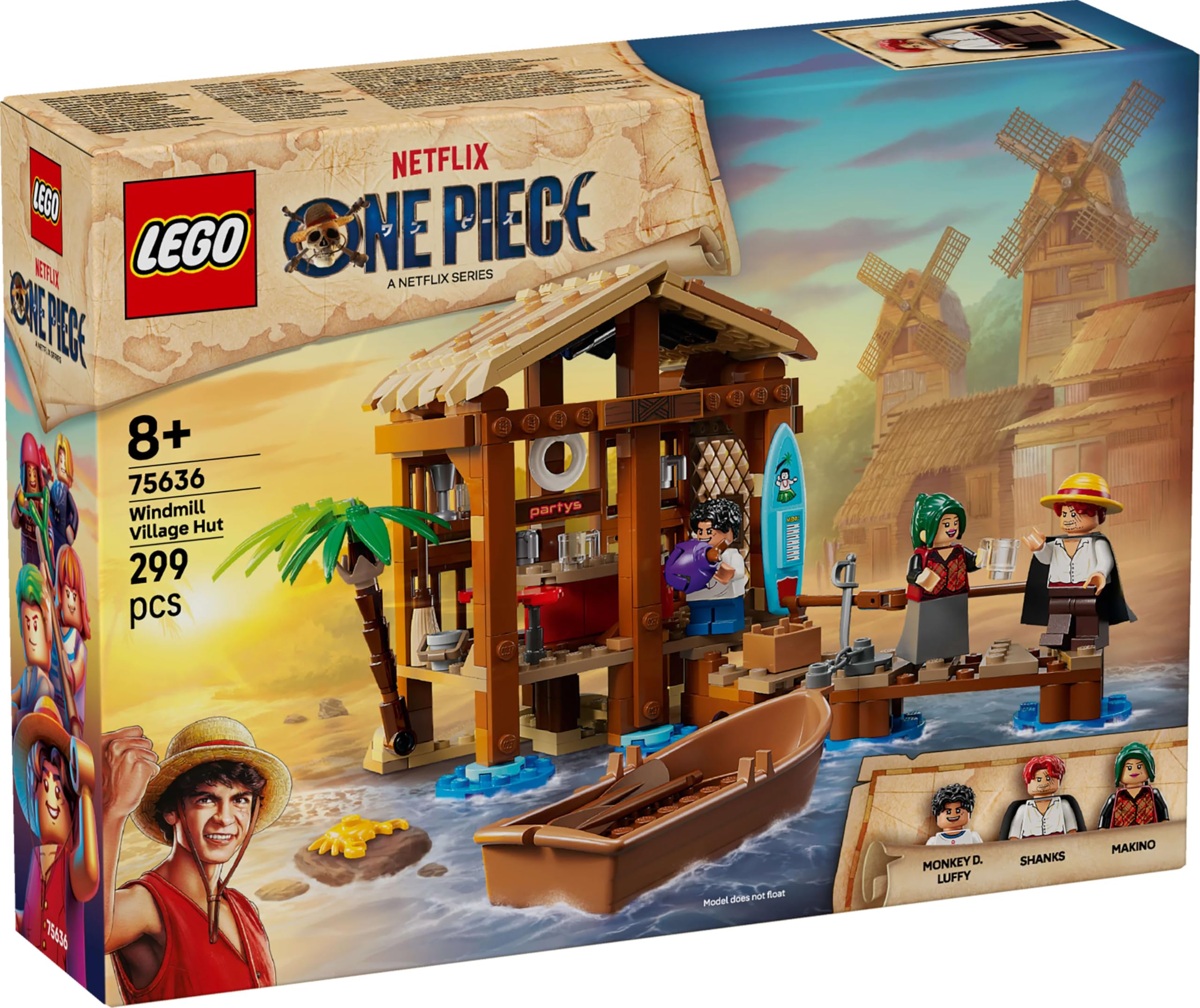 LEGO ONE PIECE Windmill Village Hut Toy with Boat, Luffy, Shanks & Makino - Building Set for Ages 8+ 3