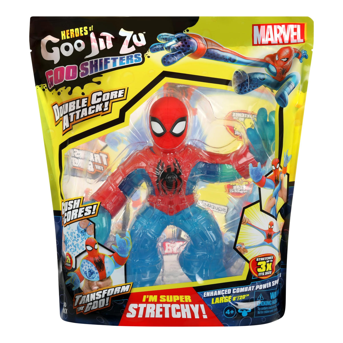 Heroes of Goo Jit Zu Spider-Man Double Core Attack Goo Shifter - 8-inch Stretchy Action Figure