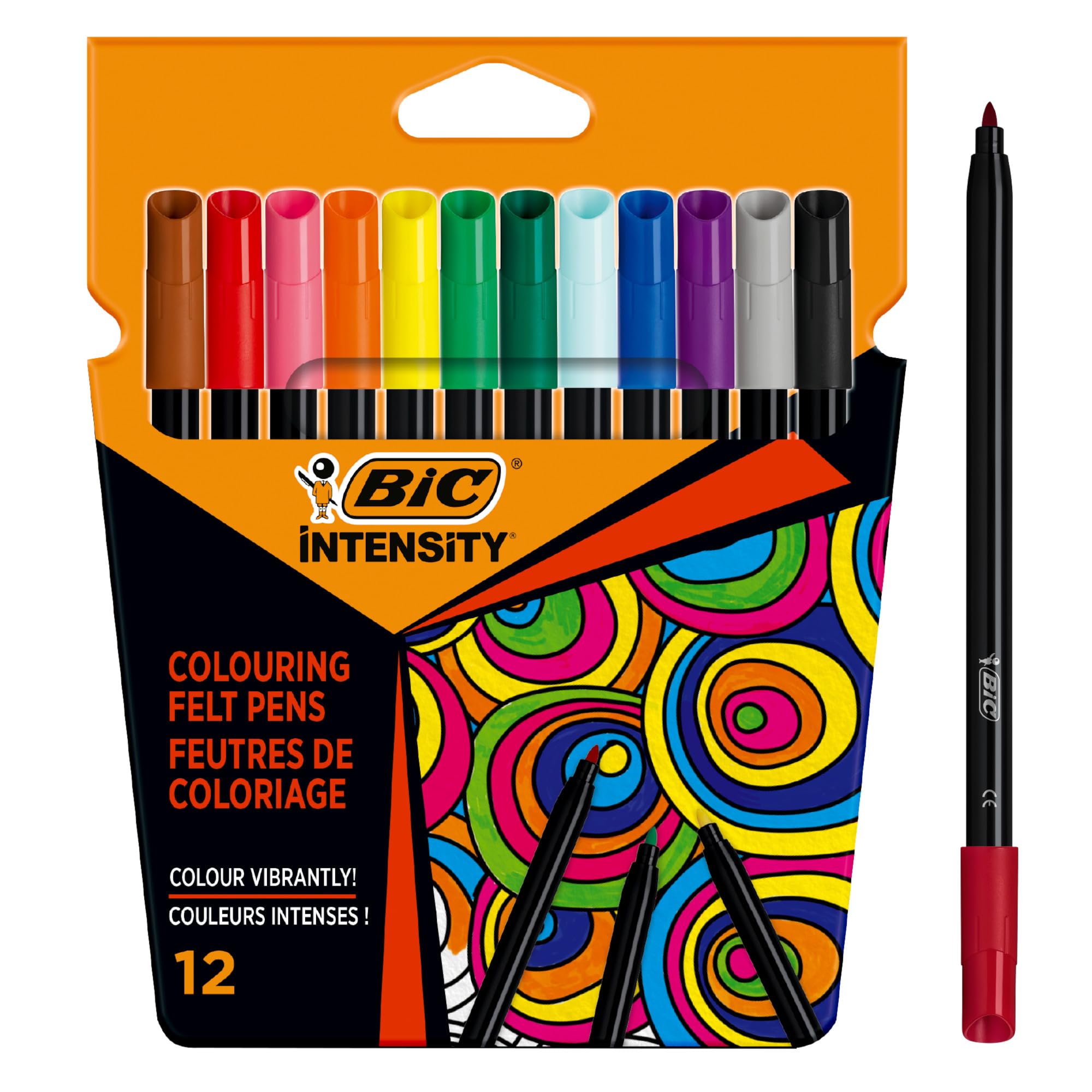 BIC Intensity Felt Pens - Medium Bullet Tip | Assorted Colors | Pack of 12 1