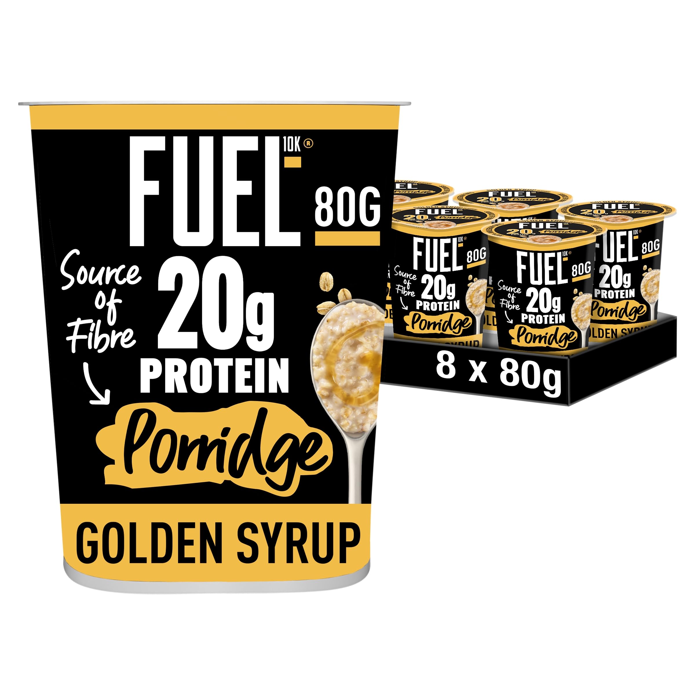 FUEL10K Golden Syrup Porridge Pot - 20g Protein, Source of Fibre | 8 Pack
