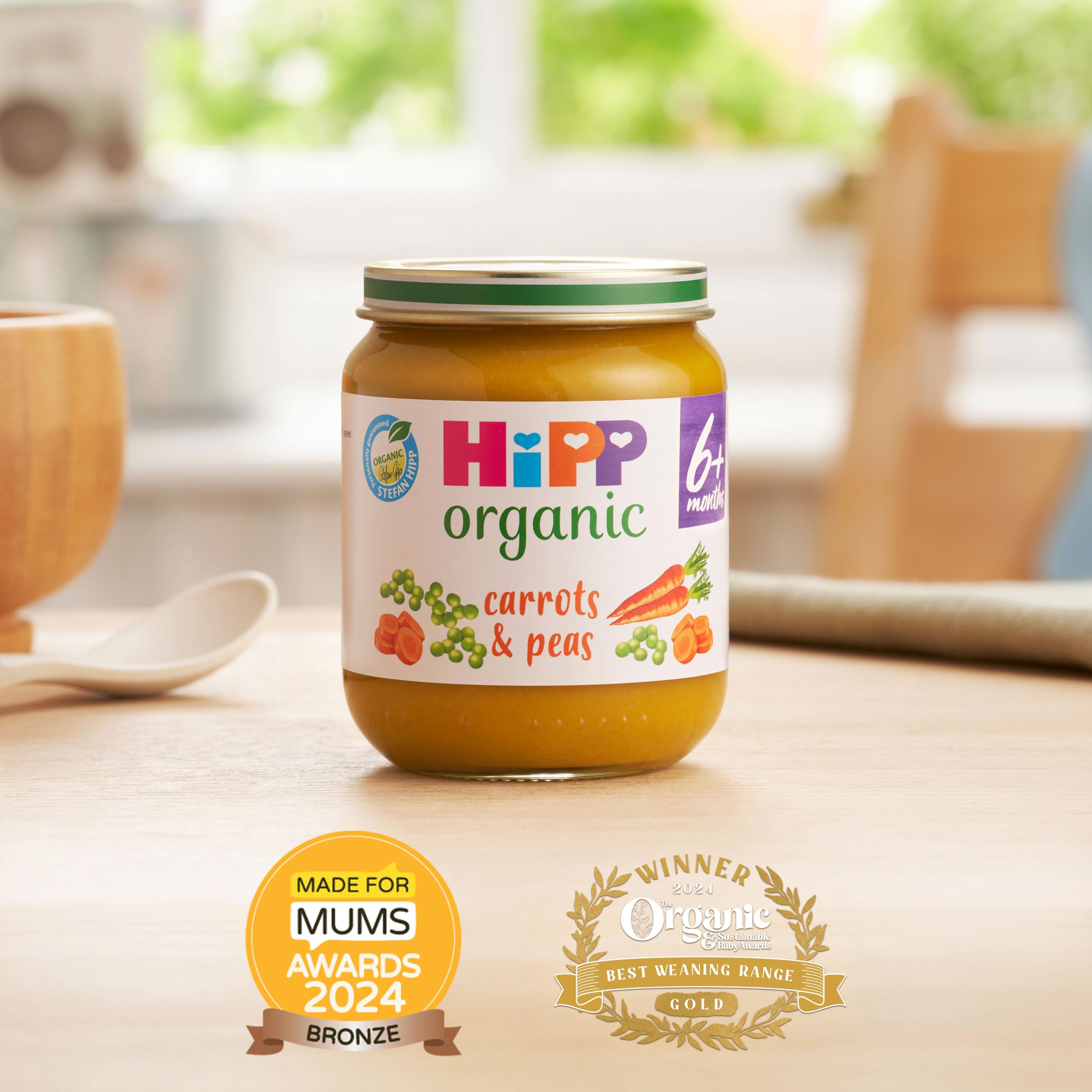 HiPP Organic Carrots & Peas Baby Food Jar 4+ Months 125g (Pack of 6) 5