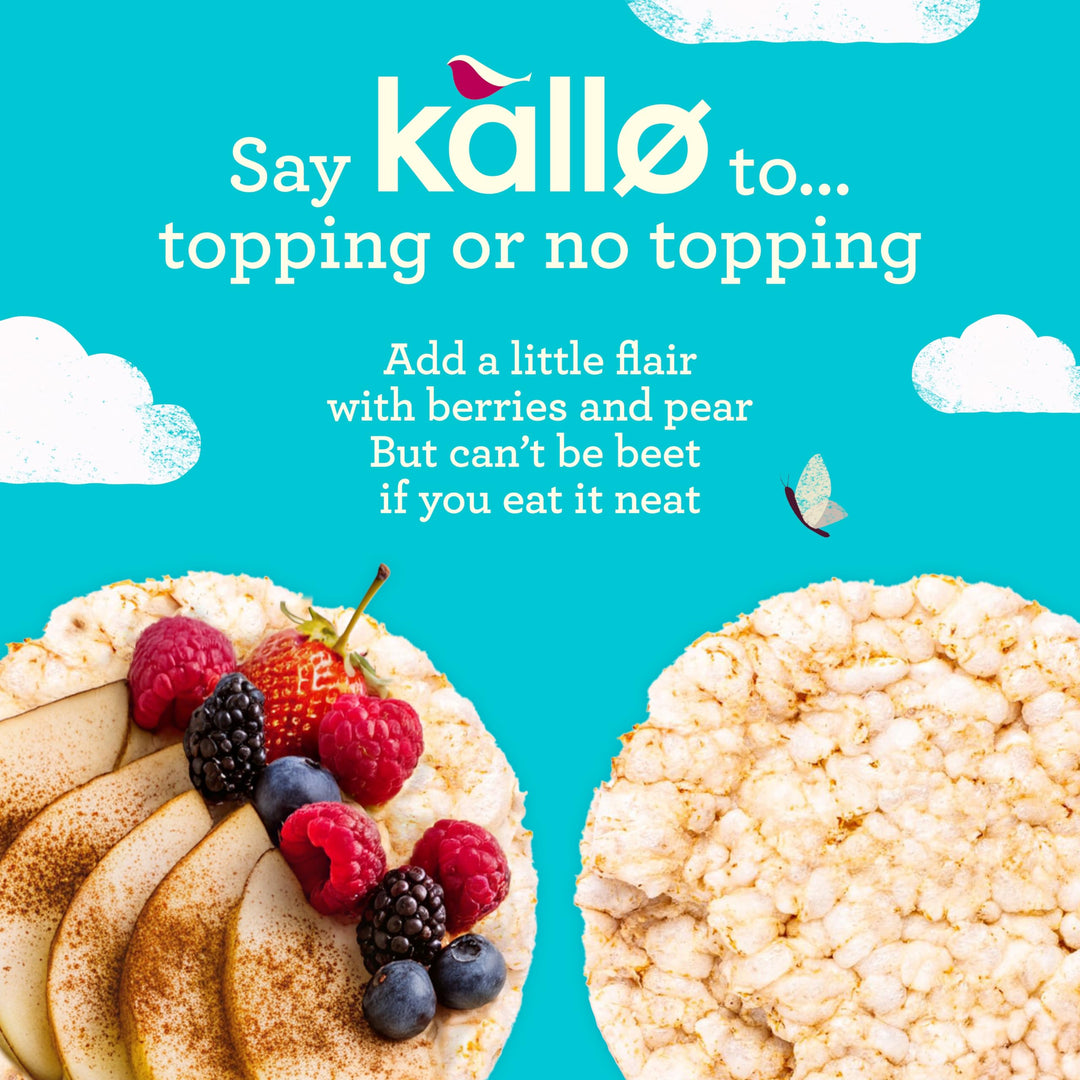 Kallo Strawberry Puffed Oat Cakes - Gluten-Free, High in Fibre, Cholesterol-Lowering