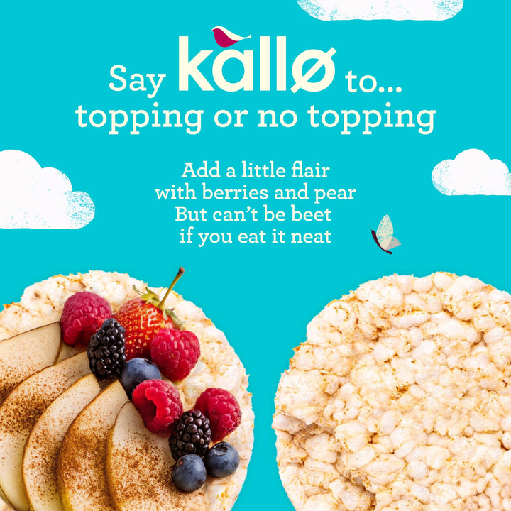Kallo Strawberry Puffed Oat Cakes - Gluten-Free, High in Fibre, Cholesterol-Lowering