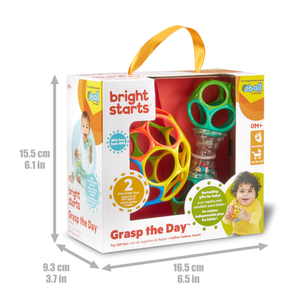 Bright Starts Easy-Grasp Oball Bundle Gift Set - Grasp The Day, Shaker & Classic Ball