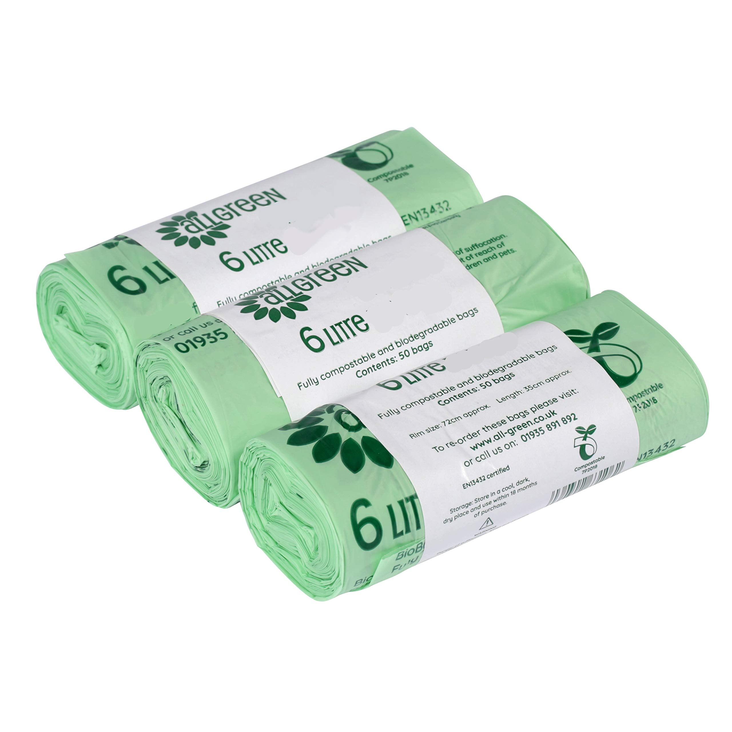 All-Green Compostable Bin Liners - 6 Litre Capacity | 150 Bags Total | Corn Starch Material 1