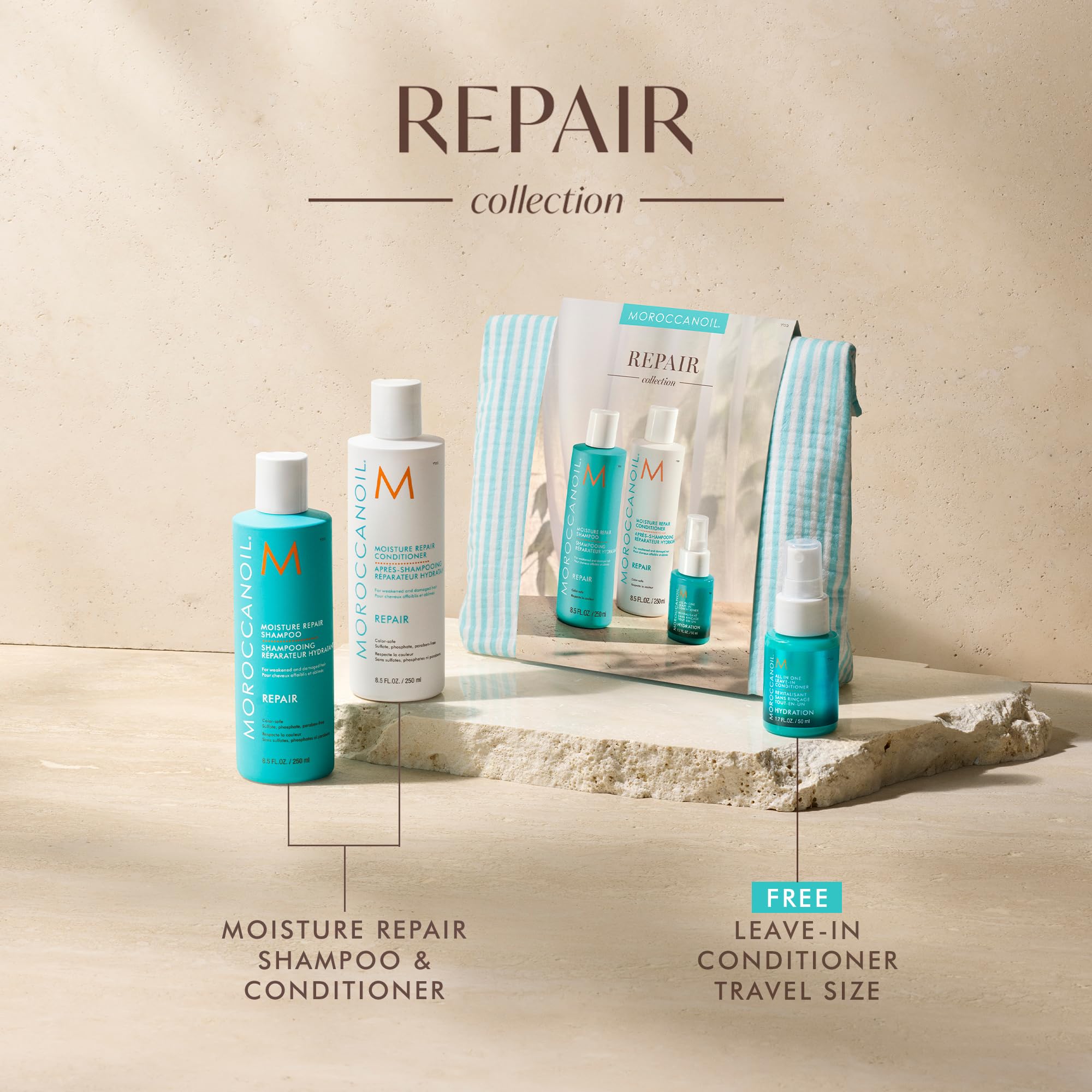 Moroccanoil Hair Moisture Repair Gift Set - Fortifies Damaged Hair | Pack of 3 | 183.33 ml 3