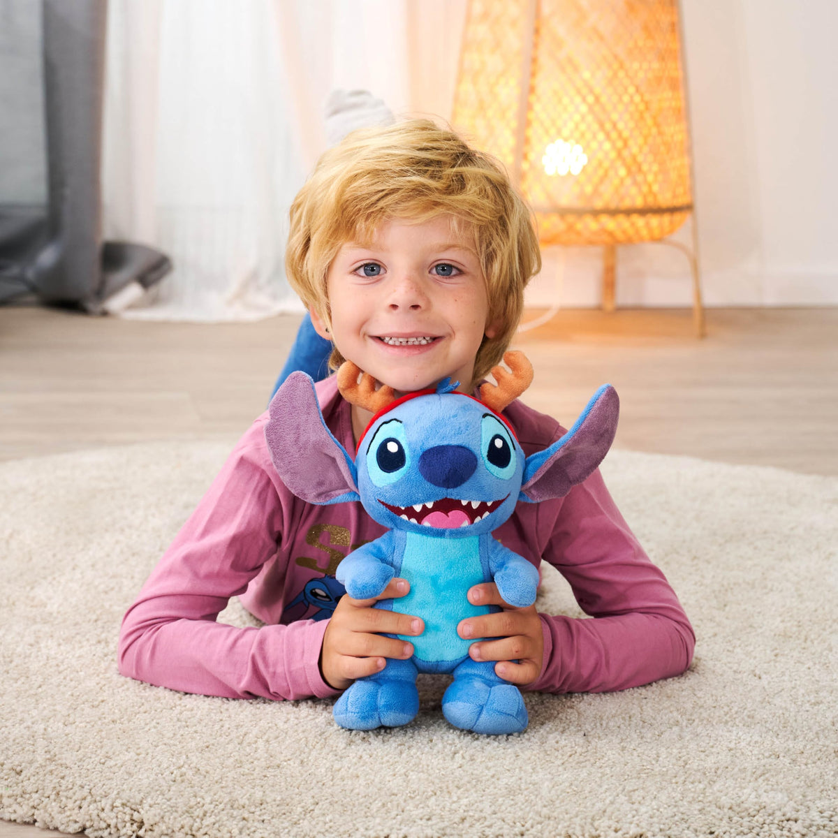 Disney Stitch Christmas Plush Soft Toy with Antlers - 25cm