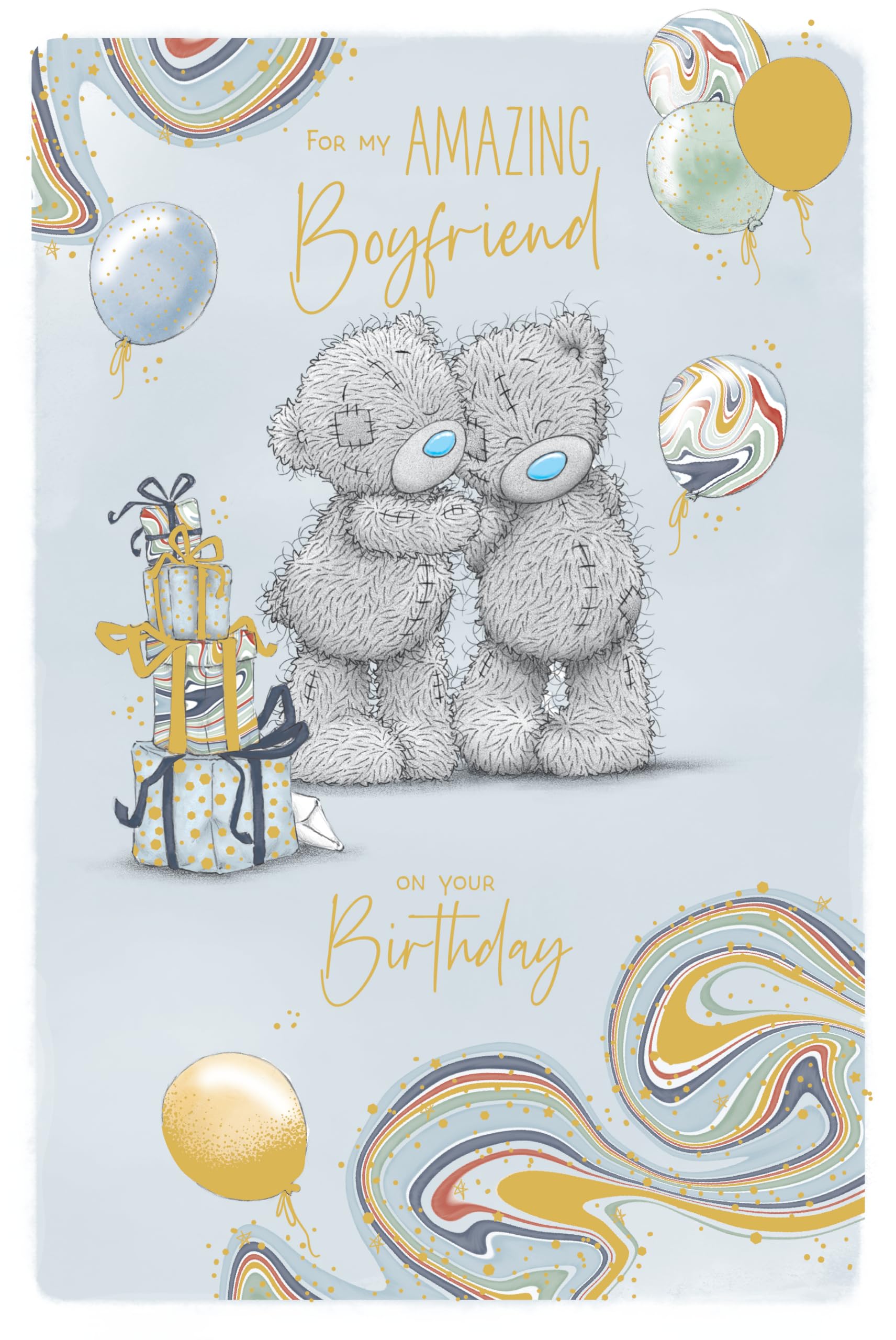 Me To You Tatty Teddy 'For My Amazing Boyfriend' Luxury Gold Foil Birthday Card | 6 x 9 Inches