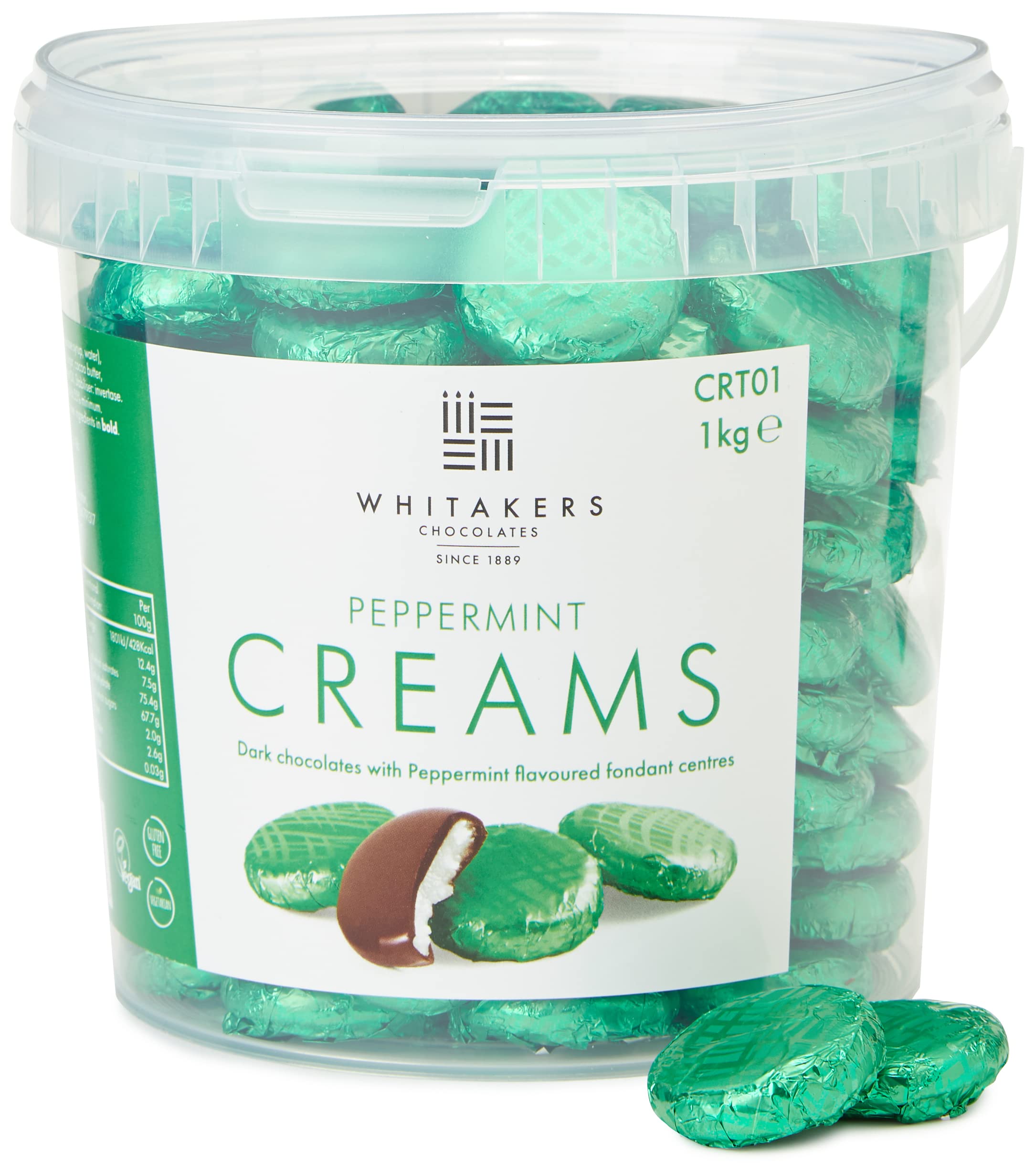 Whitakers Chocolates Crème Mint Creams - Dark Chocolate Covered, 1 Kg Box