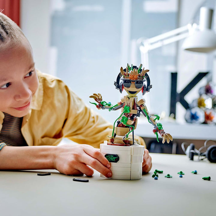 LEGO Marvel Dancing Groot Buildable Action Figure - Interactive Posable Toy with Handle-Activated Dance Function