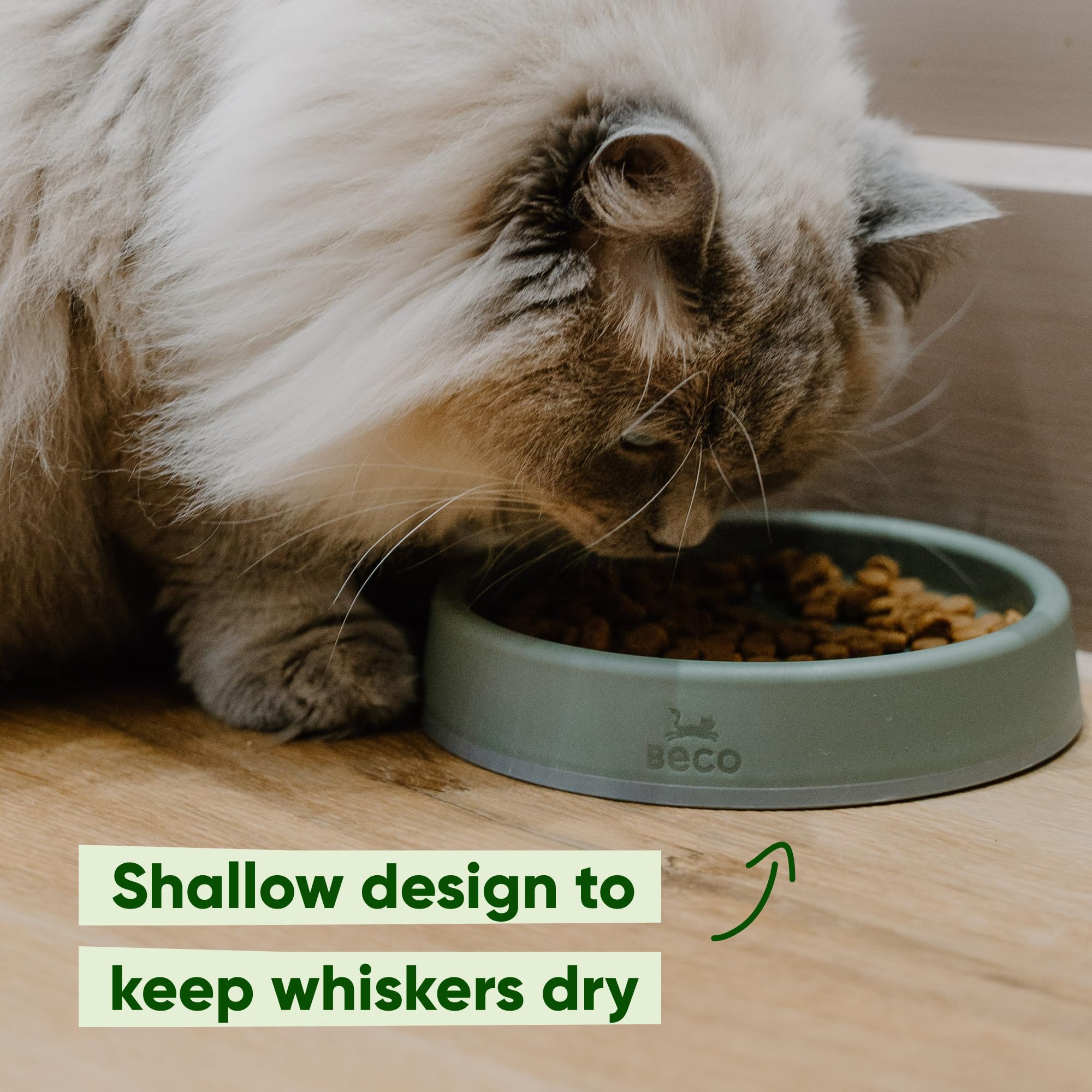Beco Cat Bowl - Steady Food & Water Bowl | Recycled Plastic | Nonslip Base | Navy Blue 4