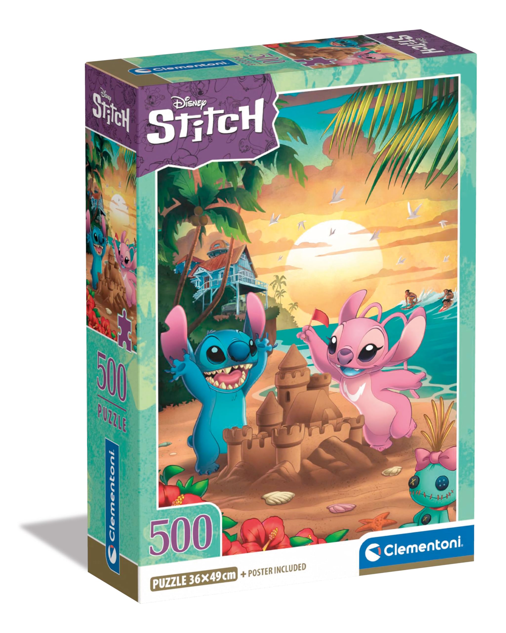 Clementoni Disney Stitch Jigsaw Puzzle 500 Pieces Compact Box for Adults | 49 x 36 cm 1