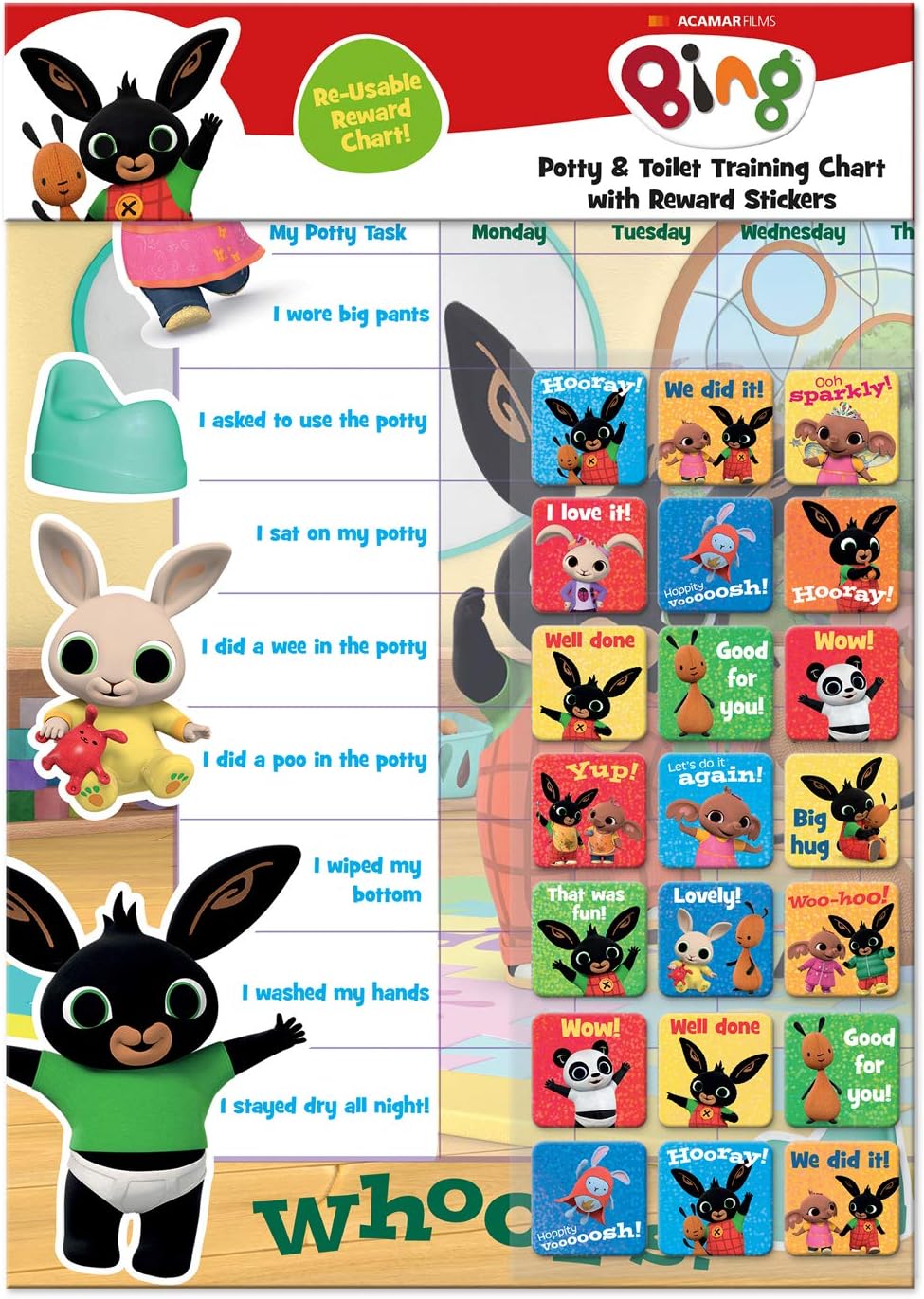 Bing Potty & Training Reward Chart with 56 Reusable Stickers - Ages 3-6 2