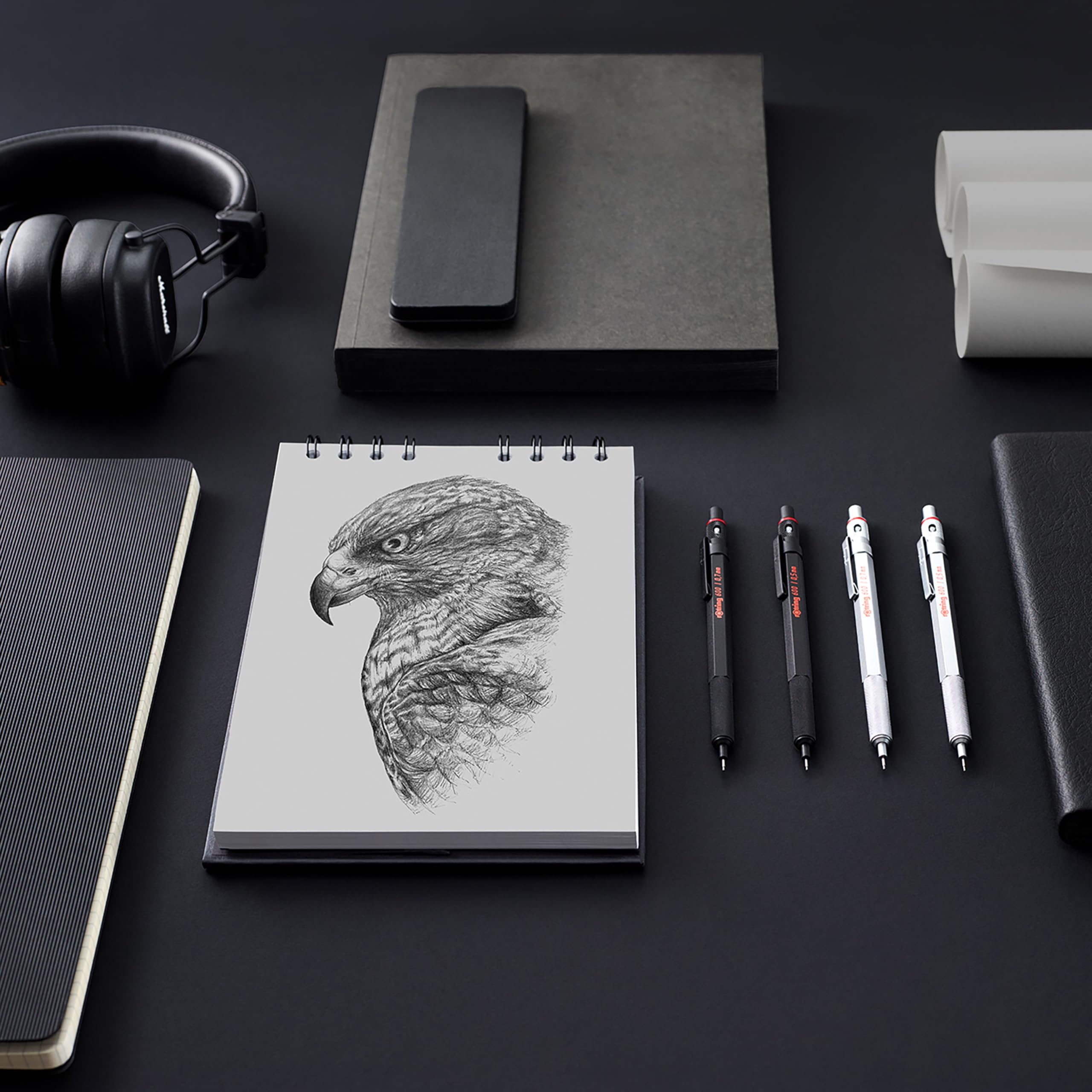 rOtring 600 Mechanical Pencil - 0.5 mm Lead | Black All-Metal Body | Knurled Grip for Drawing & Writing 5