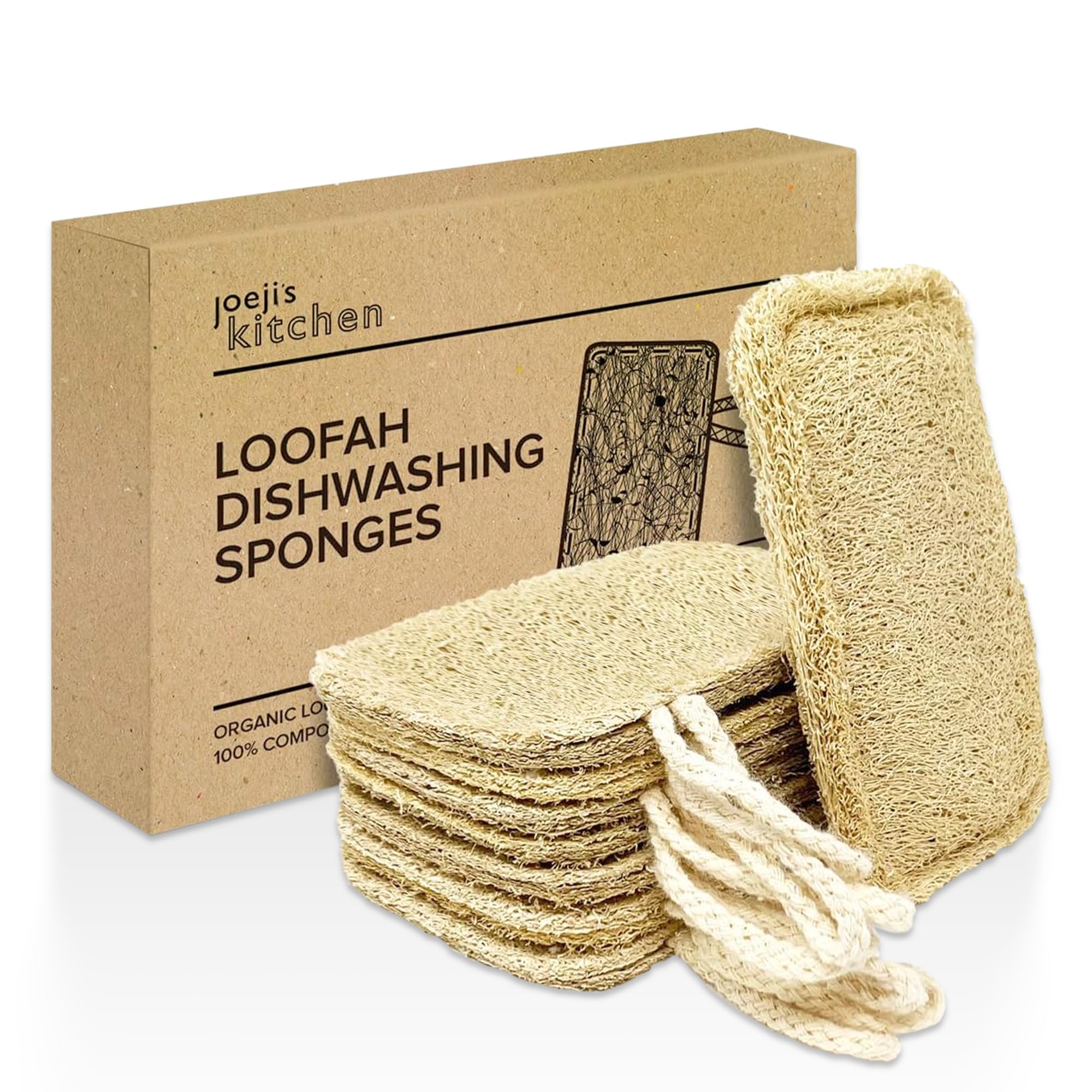 Joeji's Kitchen Natural Loofah Dish Sponges - Pack of 8 | Compostable | Non-Scratch 1