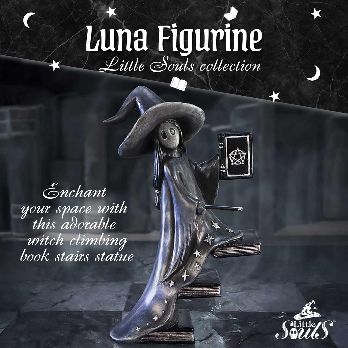 Nemesis Now Luna Witch Figurine - Floating Books - 15 cm