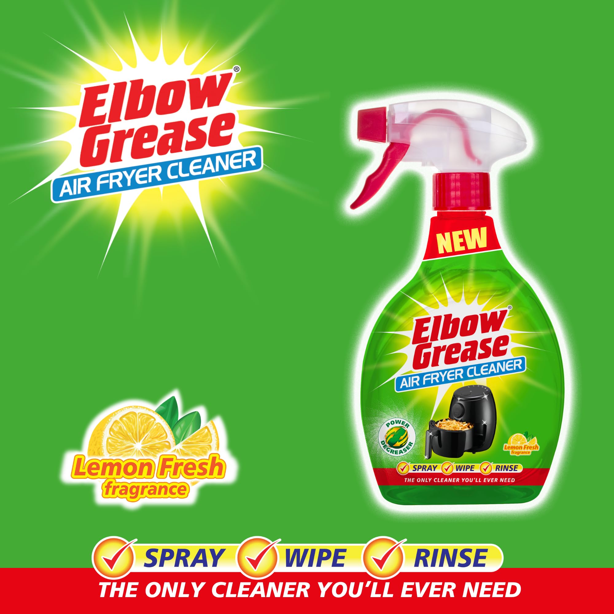 Elbow Grease Air Fryer Cleaner Spray - Cuts Grease & Grime | Lemon Scent | 500ml 2