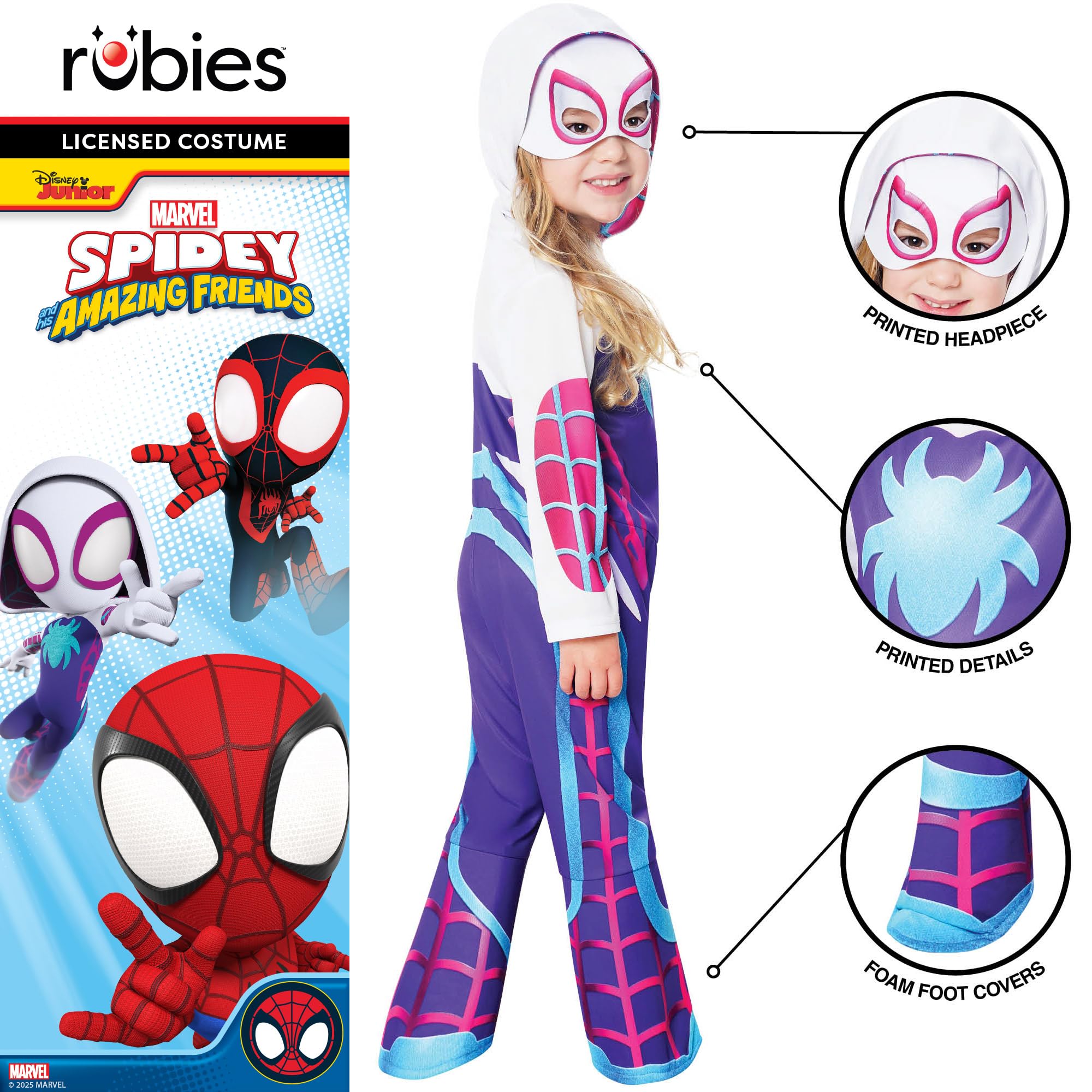 Rubies Official Marvel Spidey Ghost Costume - Kids Fancy Dress | Size 3-4 Years | Unisex 4