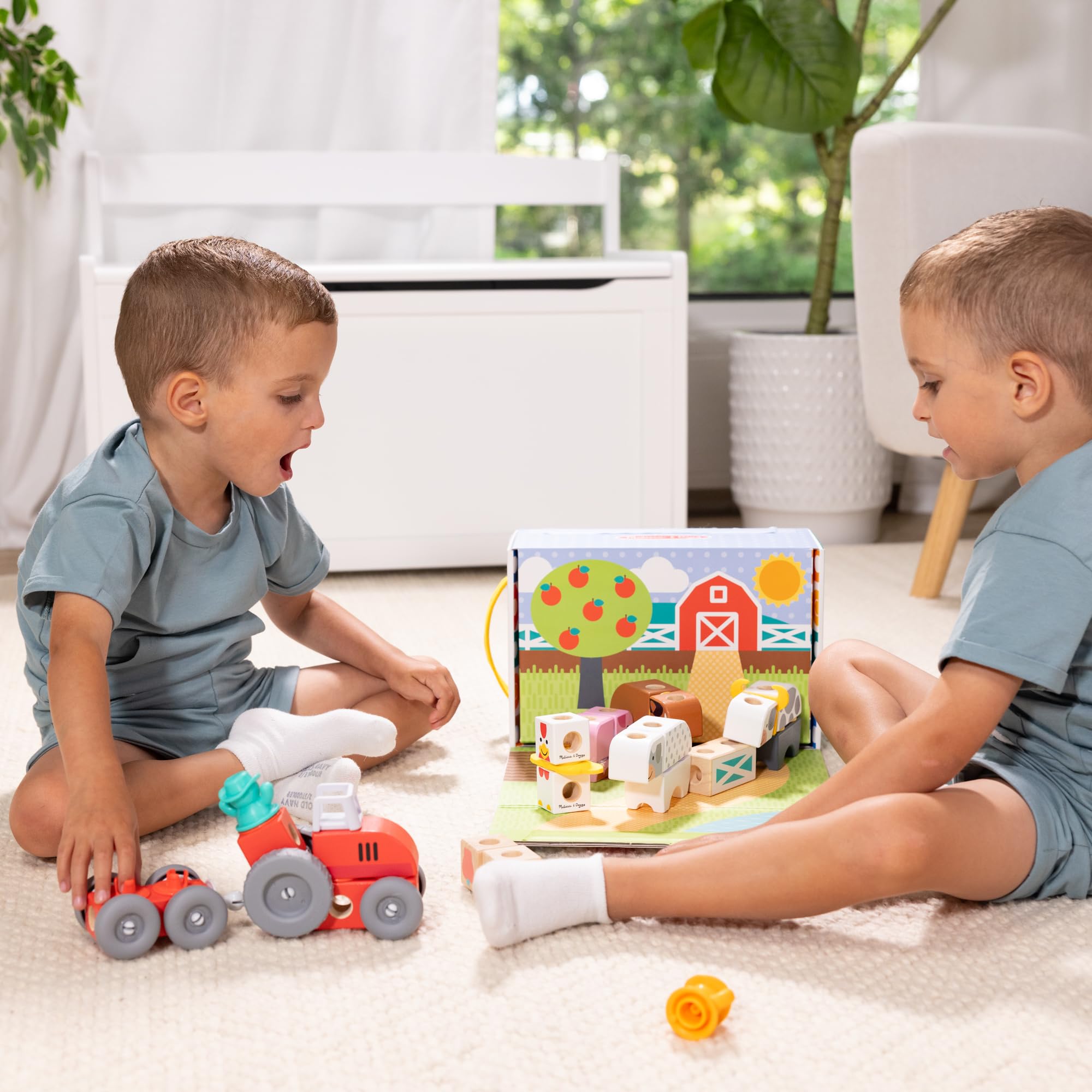 Melissa & Doug Blockables Farm Snap And Play Connectable Wooden Blocks Set for Ages 2+ 2