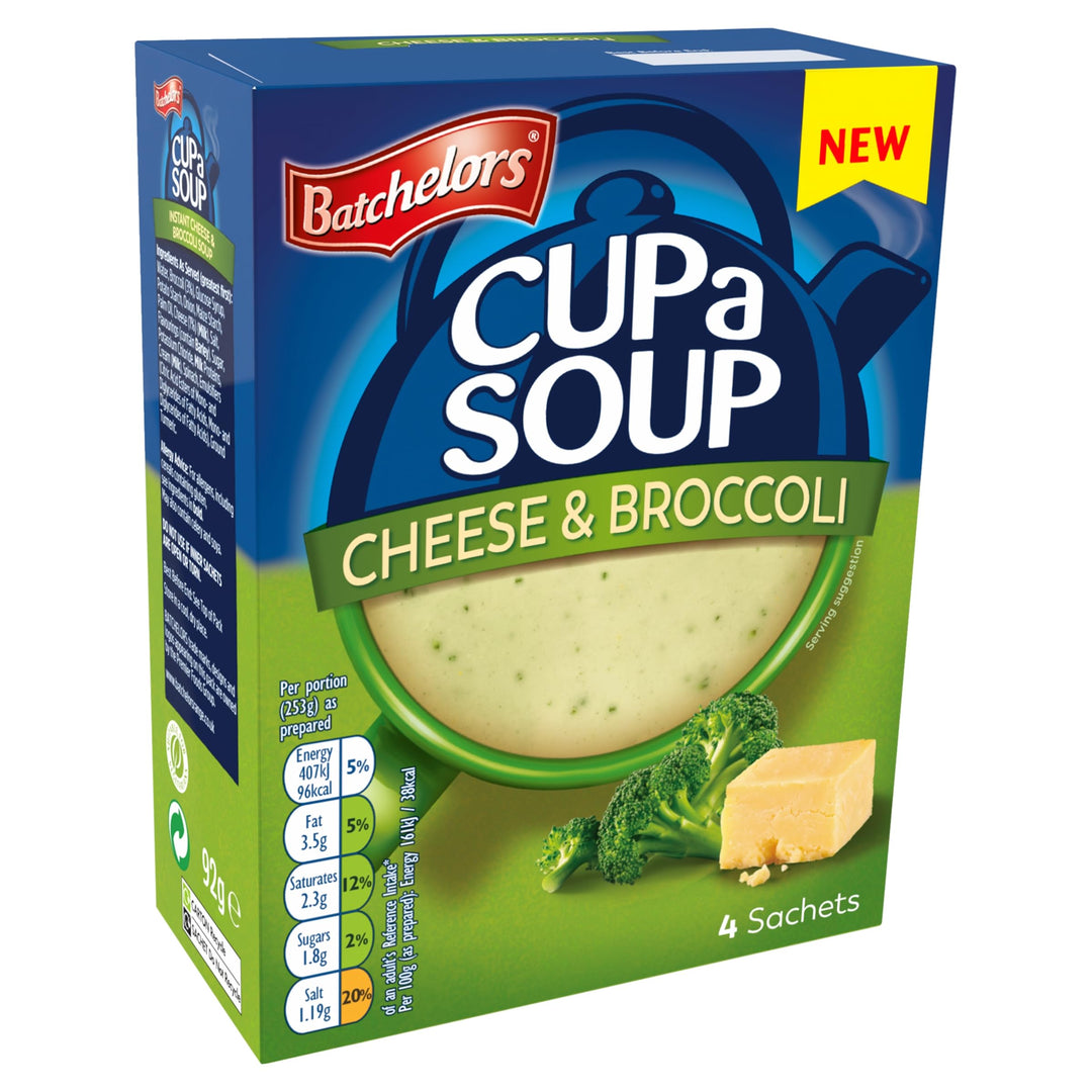 Batchelors Cup a Soup Cheese & Broccoli Instant Soup Sachets, 4 Sachets, 92 g