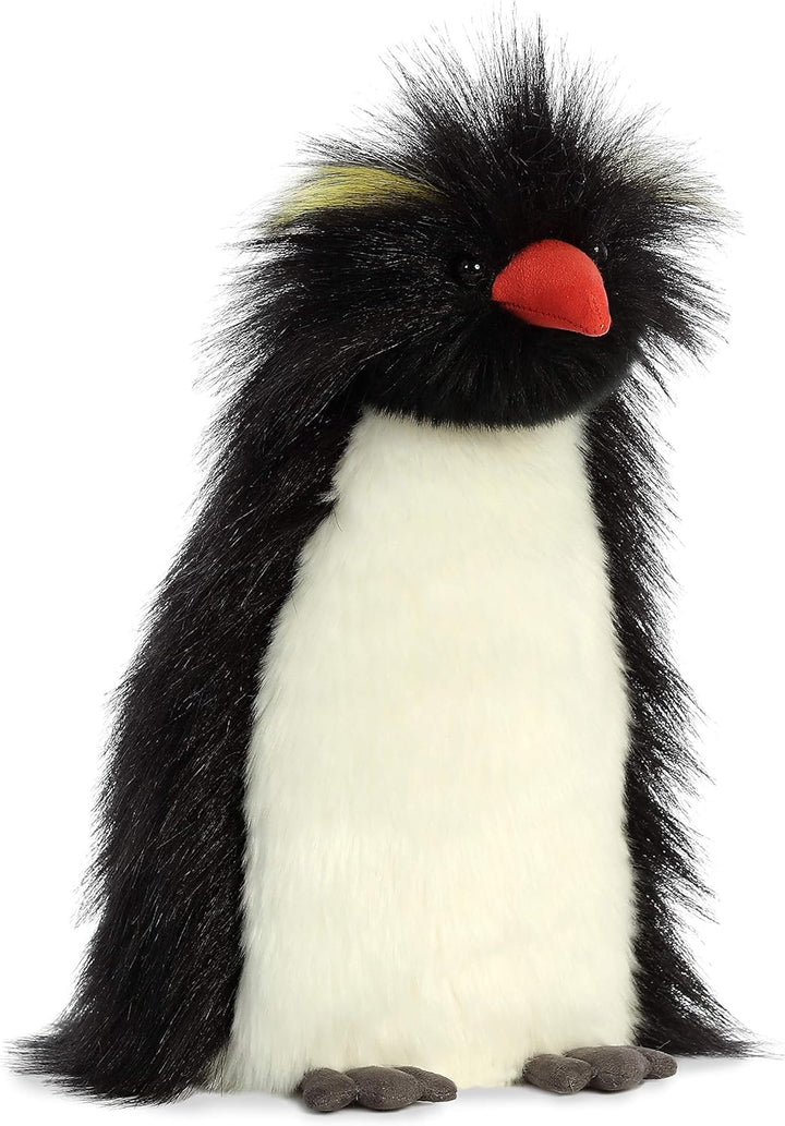 AURORA Luxe Boutique Theo Rockhopper Penguin Soft Toy, 11 Inches, Black and White