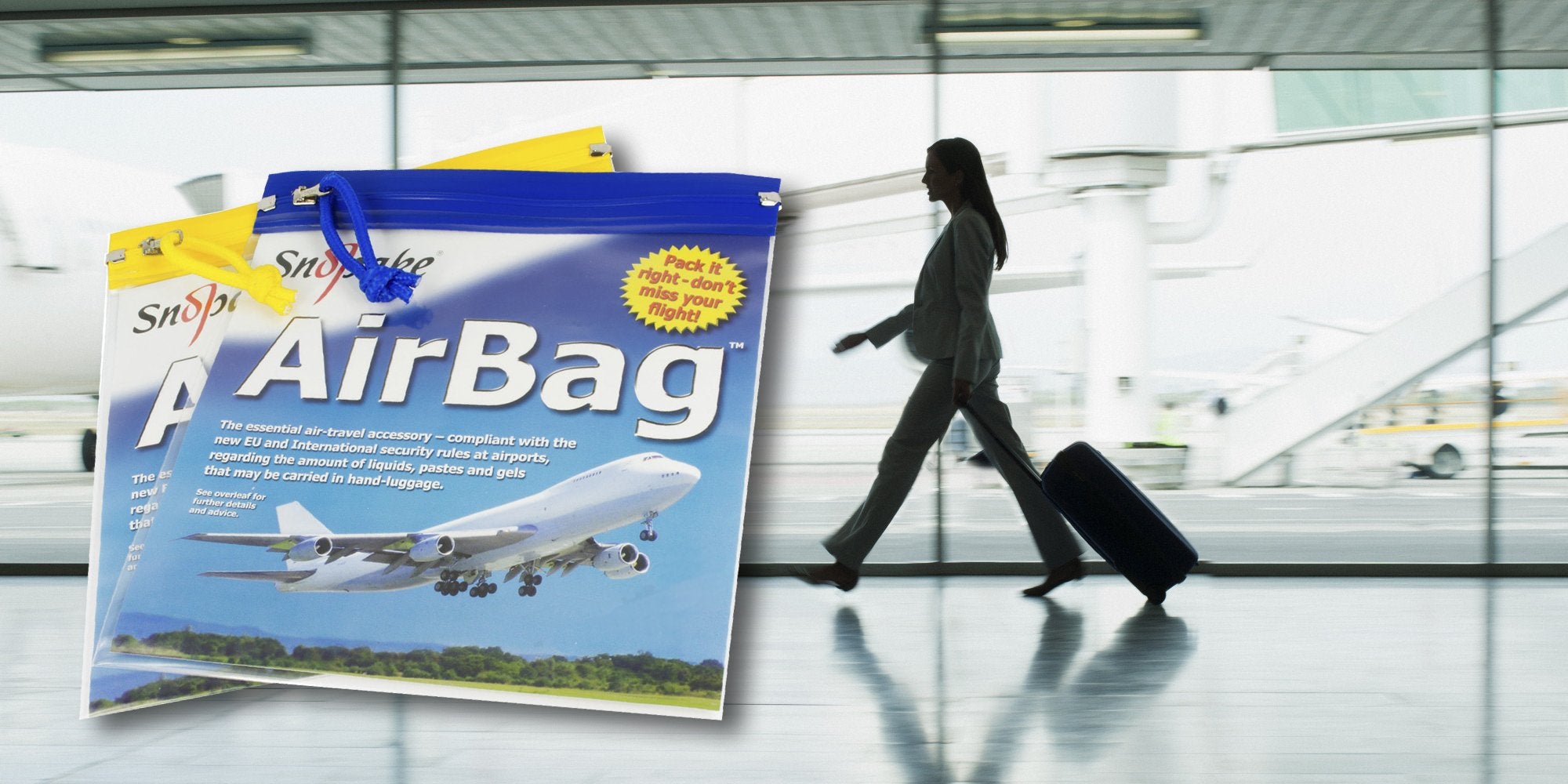 Snopake Flight AirBag Zippa-Bag - Clear/Assorted Blue & Yellow Zip Strips | 200 x 200 mm | Pack of 5