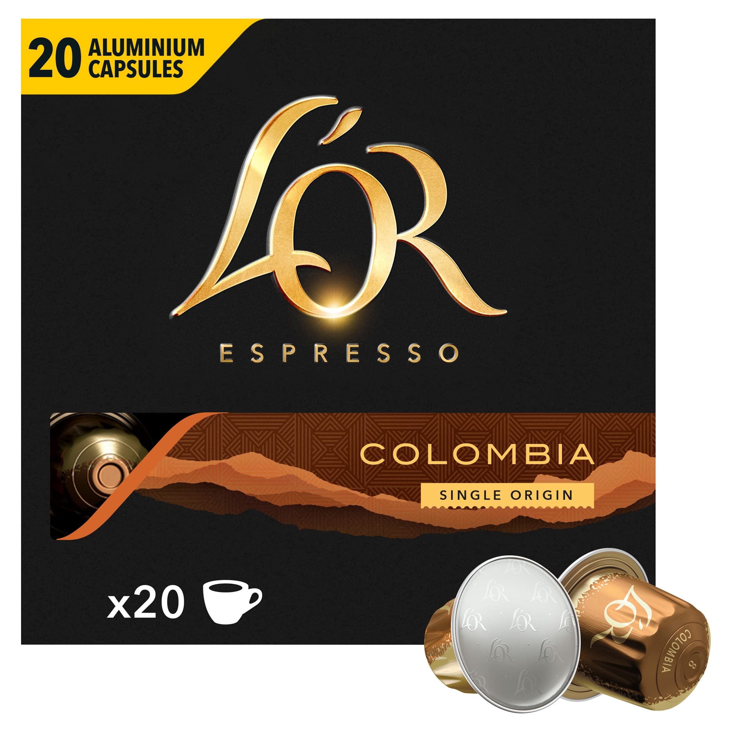 L'OR Origins Colombia Coffee Pods x200 - Rainforest Alliance Certified, Compatible with Nespresso & L'OR BARISTA Machines