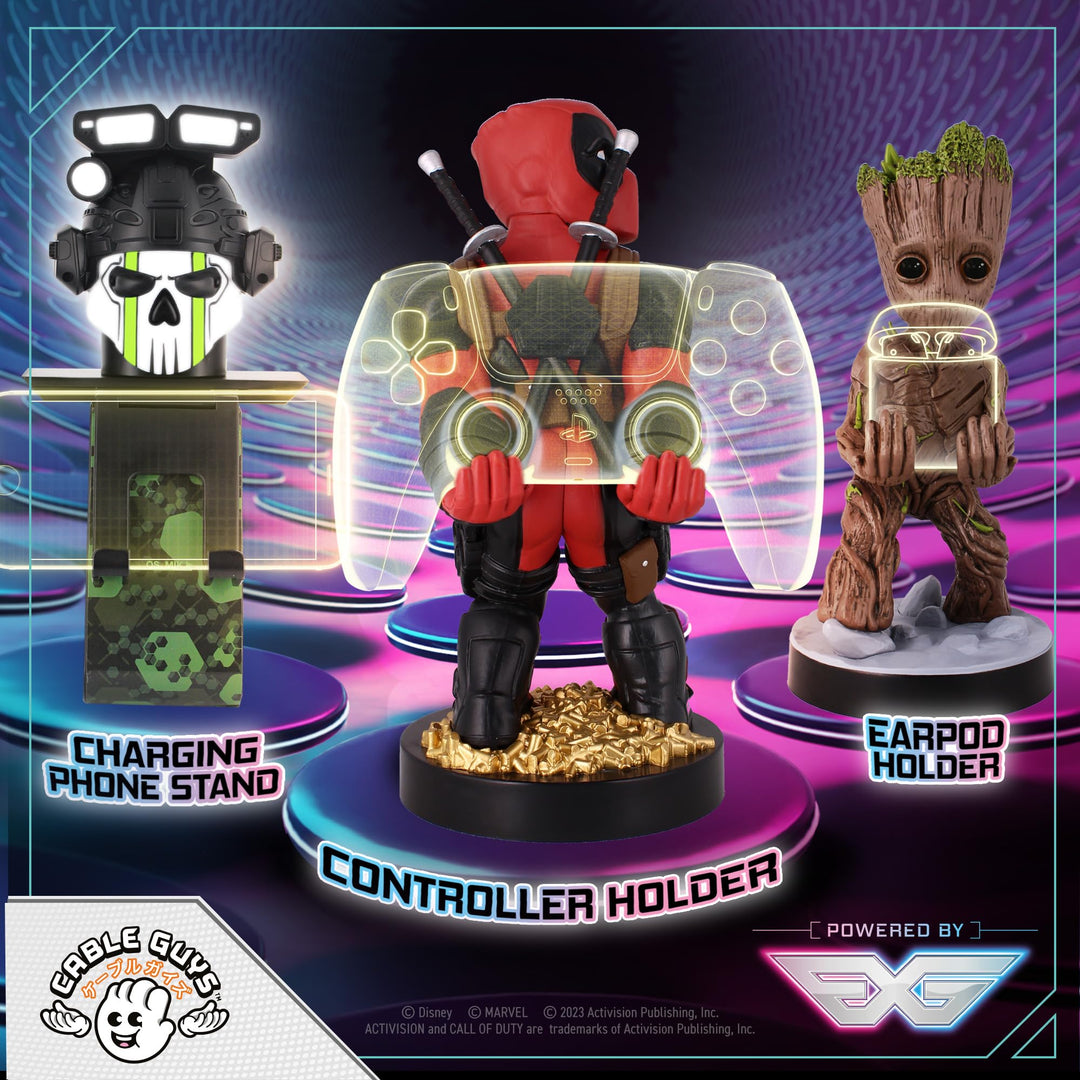 Marvel Deadpool Rear View Cable Guy - Controller & Phone Holder with Charging Cable