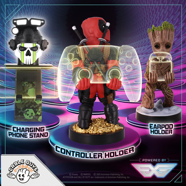 Marvel Deadpool Rear View Cable Guy - Controller & Phone Holder with Charging Cable