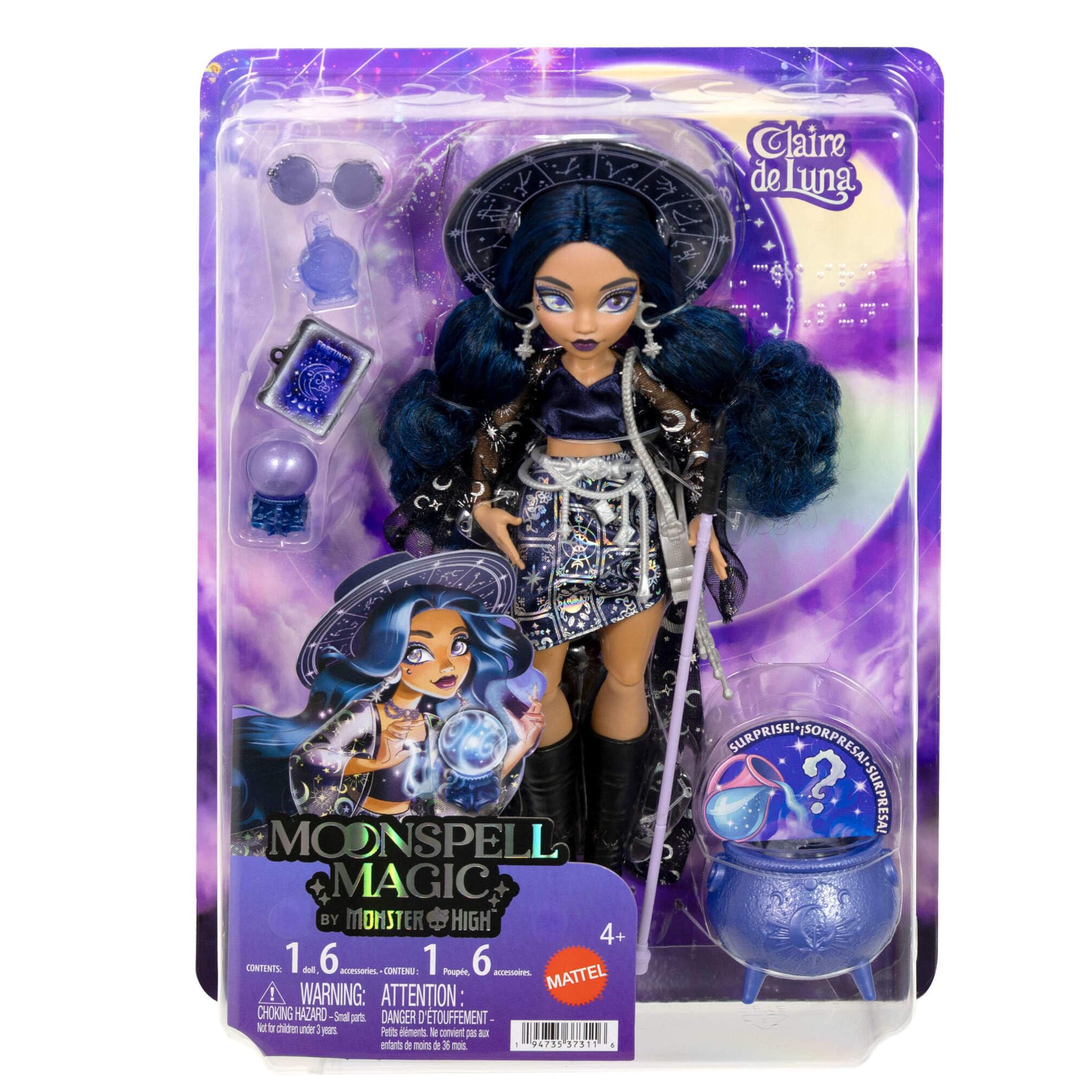 Monster High Claire de Luna Doll - Clairvoyant Witch, Ages 4-10 | JMB89 7
