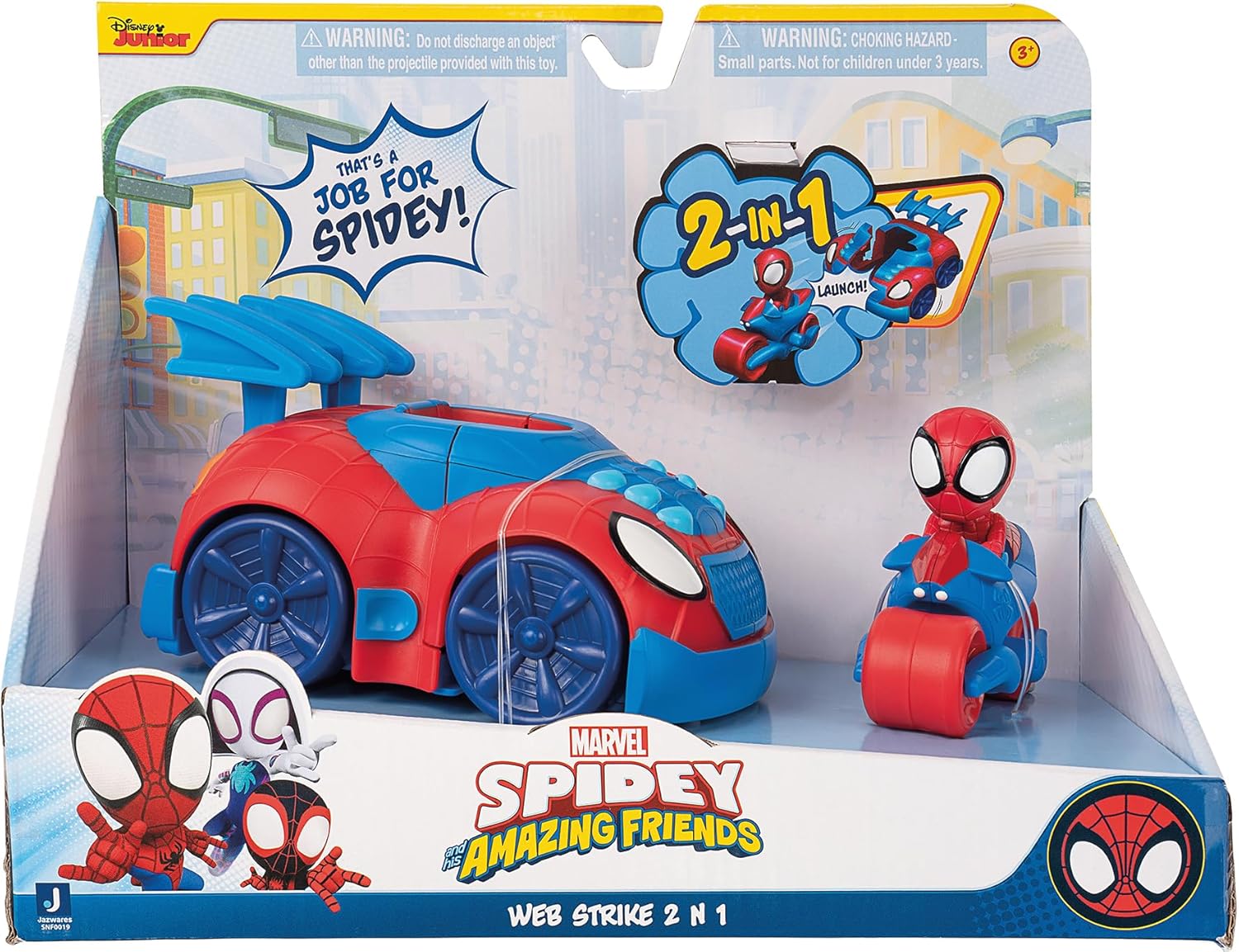 Spidey and Friends Web Strike 2-in-1 Vehicle - Launchable Web Cycle for Kids 3+ 1
