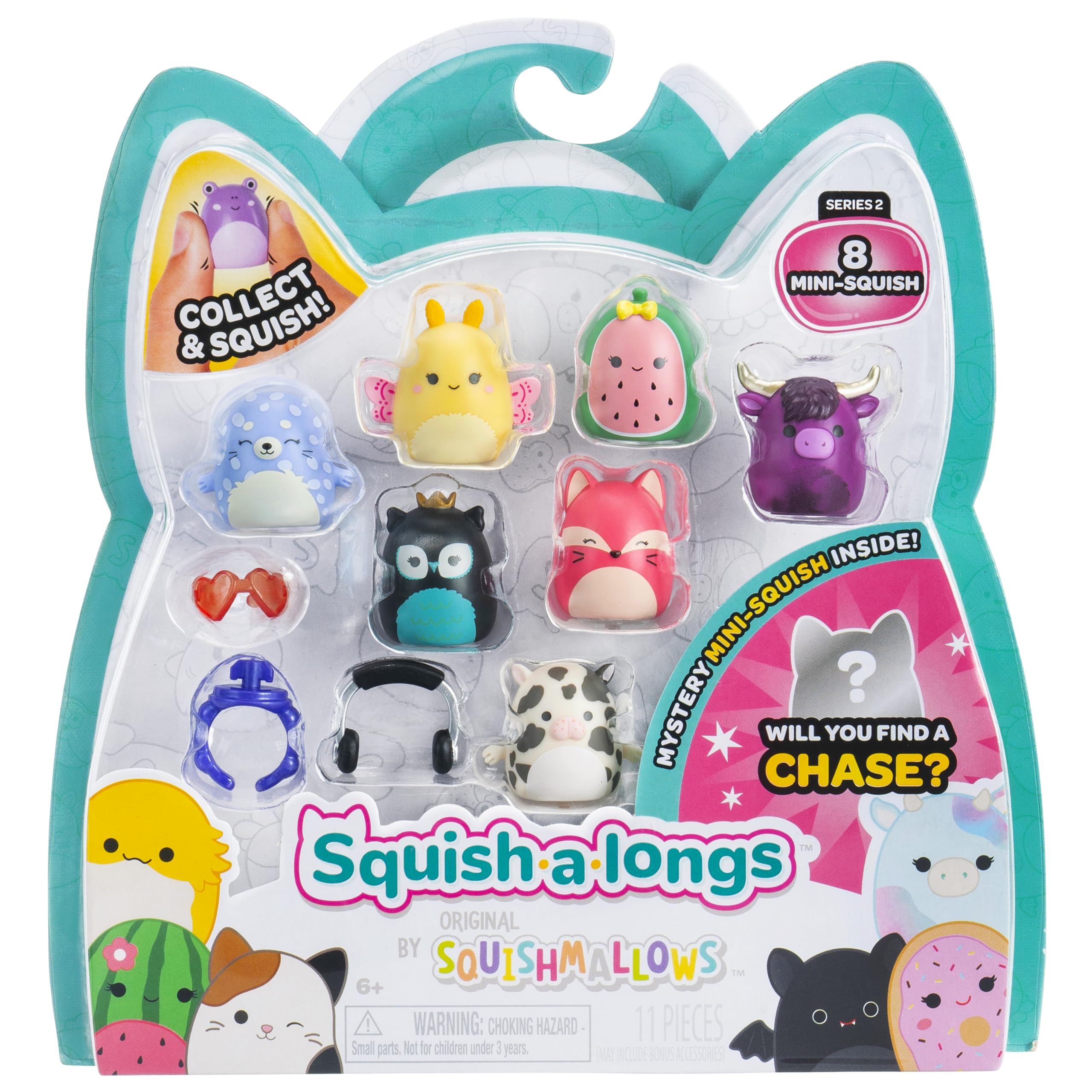 Squish-a-longs 8 Pack - Series 4 Wave 2 Mini-Squish with Accessories, Ring & Collector’s Guide 1