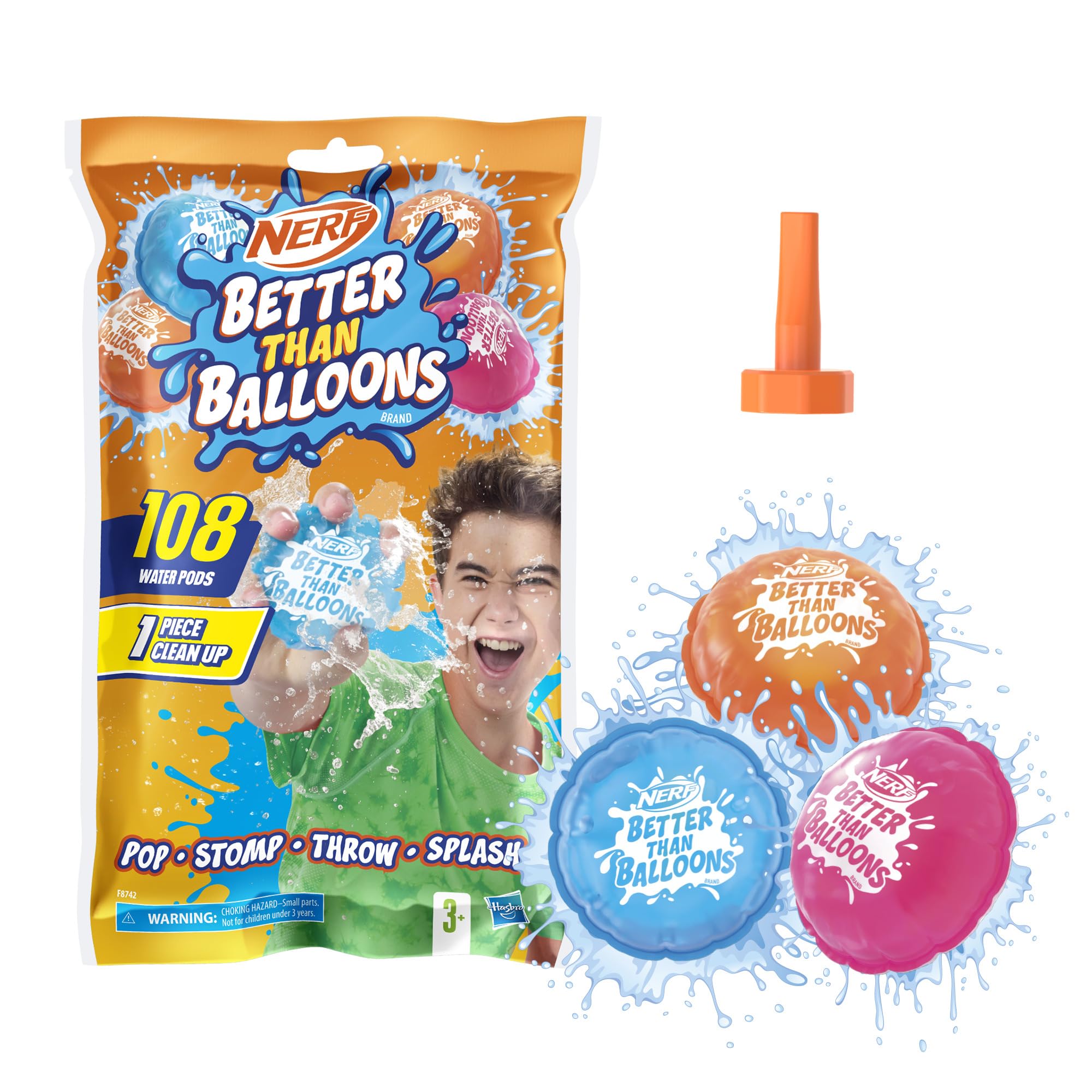 Nerf Better Than Balloons Water Toys - 108 Pods, Easy 1 Piece Clean Up | Ages 3+ 1