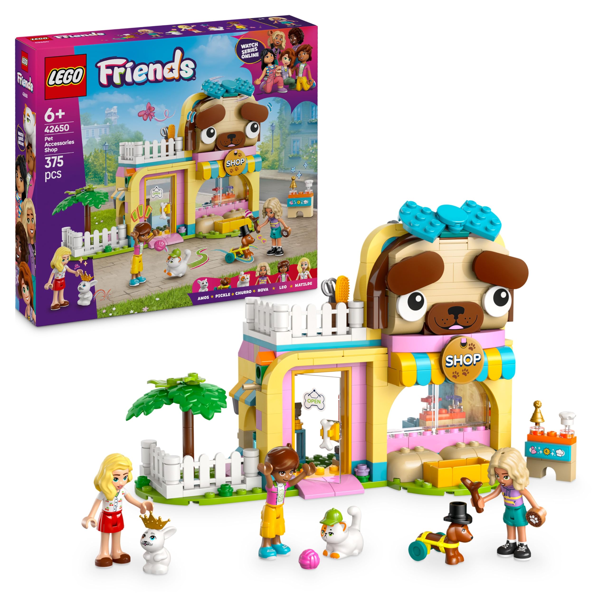 LEGO Friends Pet Accessories Shop Set - Animal Building Toy Playset with 2 Mini Dolls, 375 Pieces 1