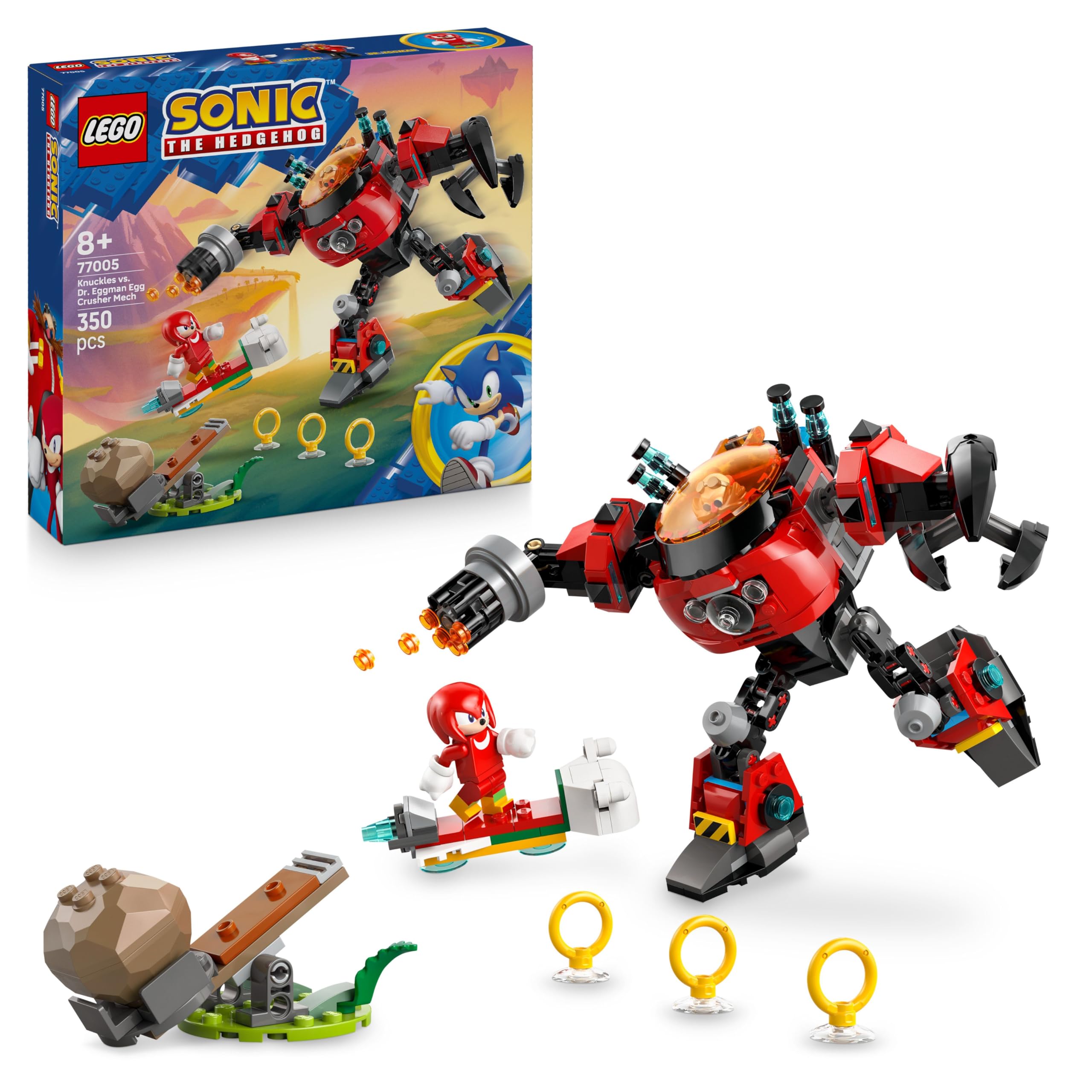 LEGO Sonic the Hedgehog Knuckles vs. Dr. Eggman Egg Crusher Mech Building Set 77005 for Ages 8+