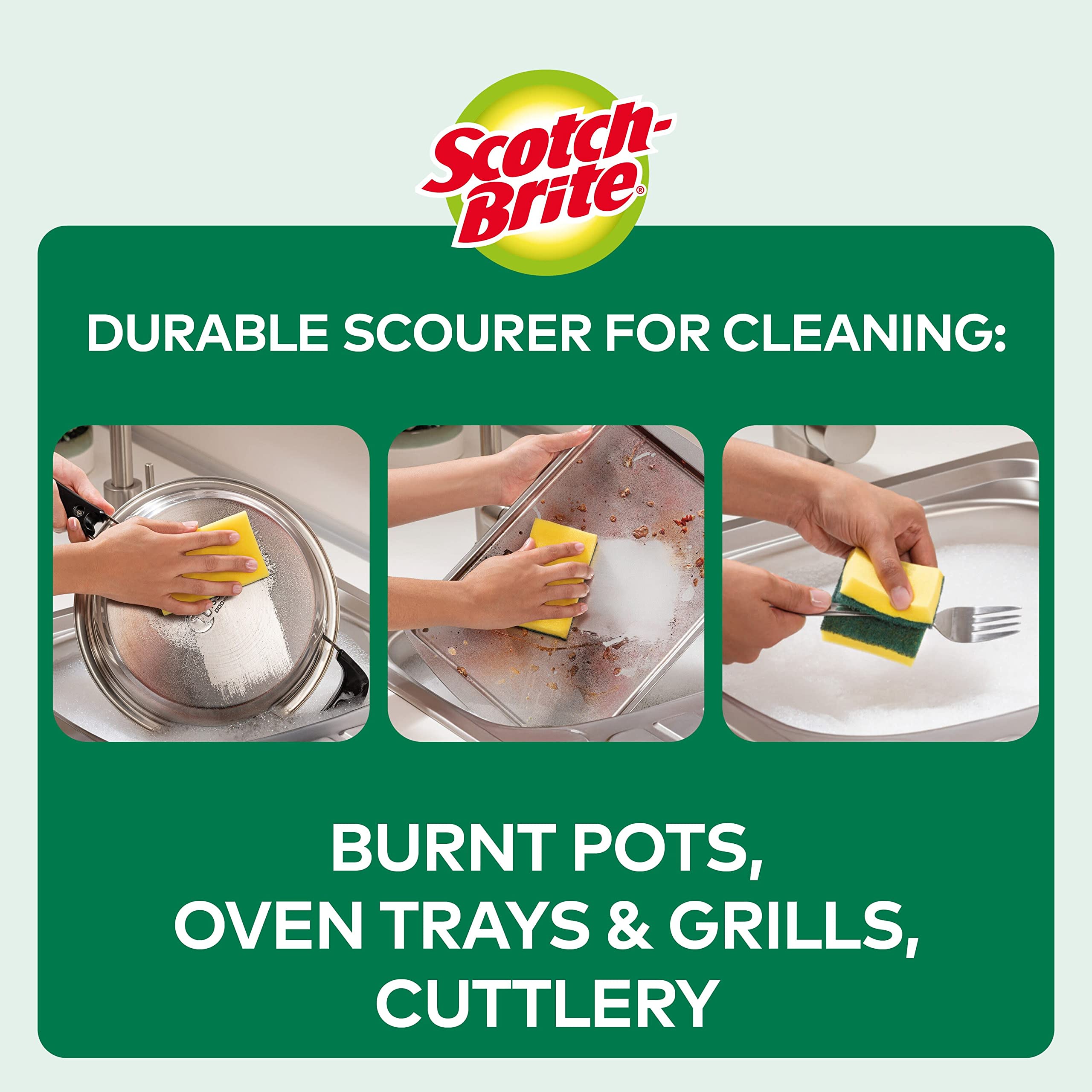 Scotch-Brite Classic Heavy Duty Scrub Sponge - Powerful Grease Cutting | 20 Sponges | Green 5